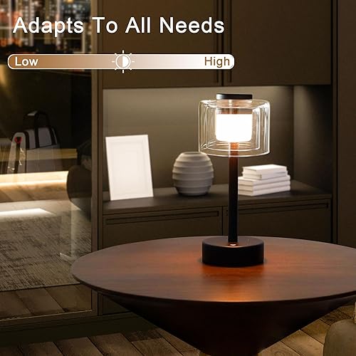 Miniatura 5 de JHY DESIGN Lámpara de mesa industrial con control táctil de 11 pulgadas de alto, lámpara de noche regulable de 3 vías, lámpara de mesita de noche