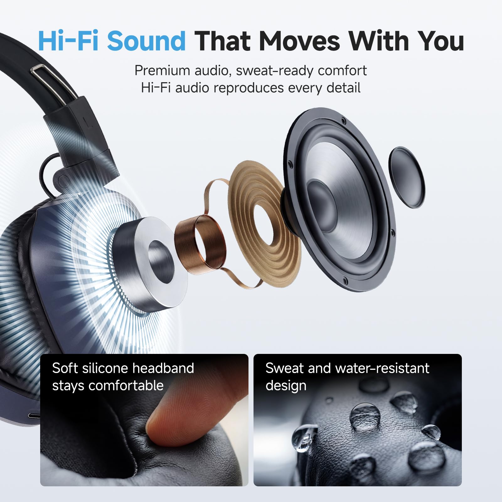 Retekess TA003P Silent Disco, Cascos para Disco Silent, Cancelación de Ruido, Sonido nítido, Diseño Plegable, Cómodos de Usar y Ajuste, Ideales para Fitness, Yoga y Actividades al Aire Libre