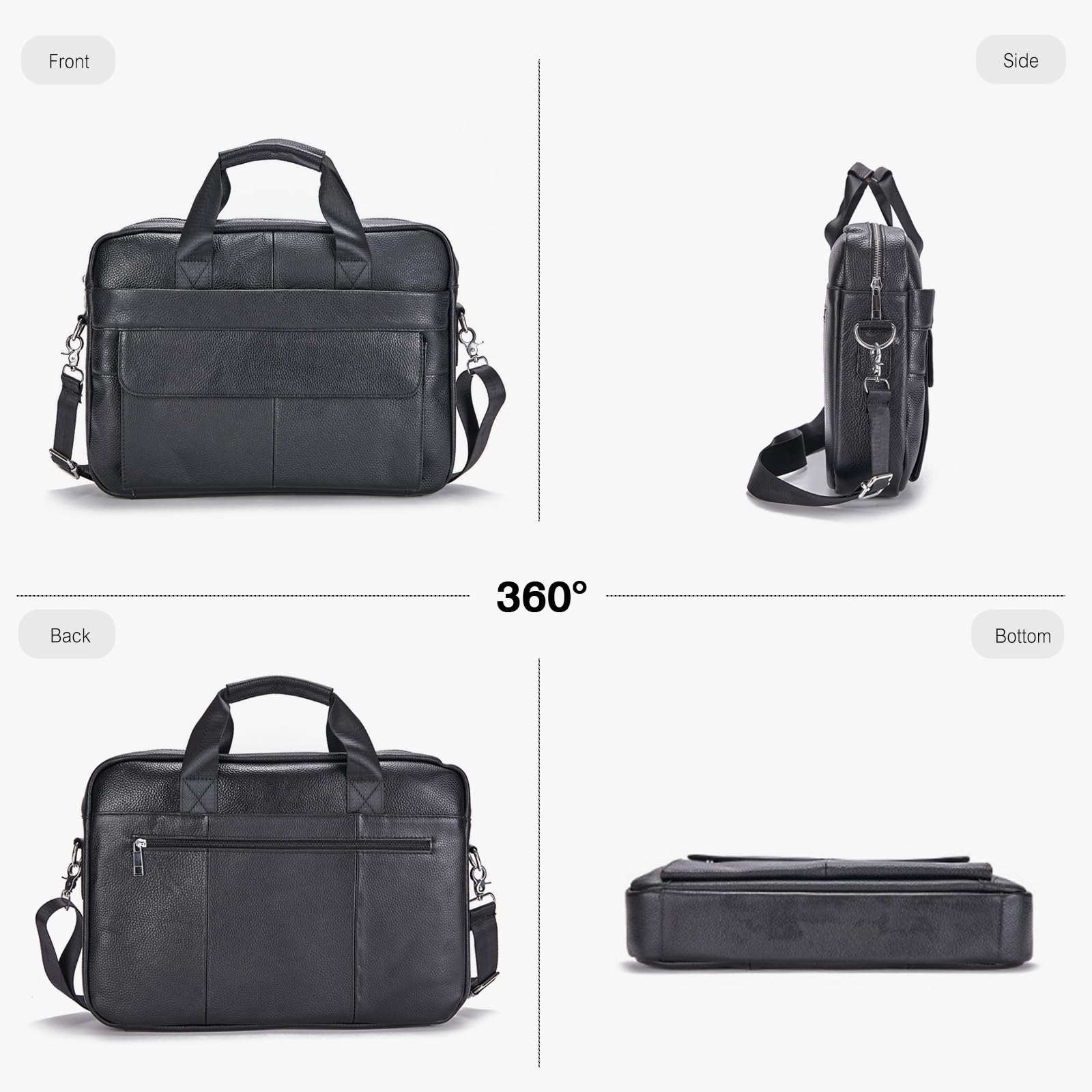 FANDARE Aktówka na laptopa 14", skórzana teczka dla mężczyzn, plecak podróżny, pasek do noszenia, bagaż podręczny pod siedzeniem, biznesowa, torba kurierska, walizka podróżna, walizka aktowa, do