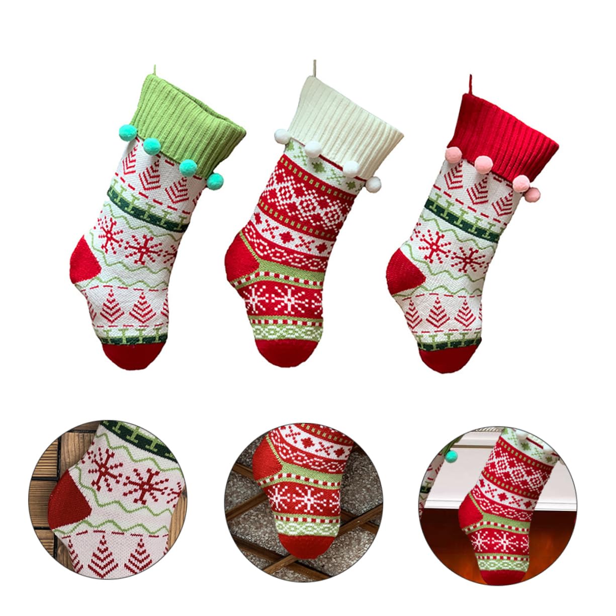 Ciieeo 3pezzi Calzini di Natale per Albero di Natale Calza della Befana Calzino Decorazione