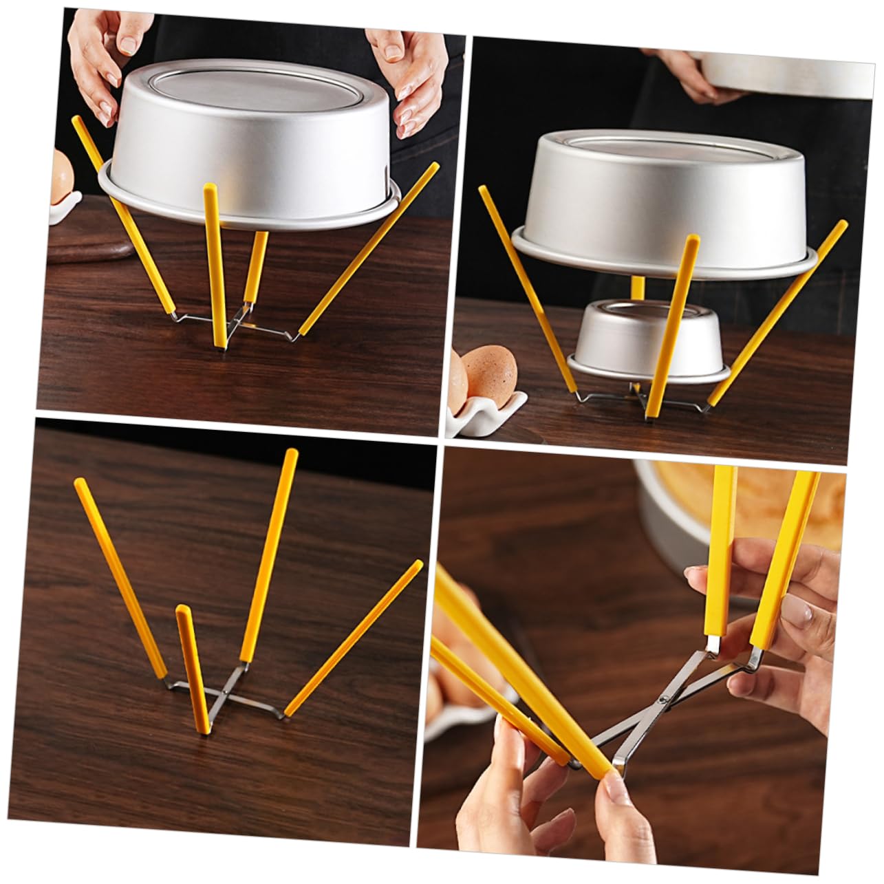 LABRIMP Rejillas para Enfriar y Hornear Pasteles de Acero Inoxidable y Silicona, Diseño de Cuatro Patas, Resistente a Rayaduras, Paquete de 2 Unidades para Moldes de 5 a 9 Pulgadas
