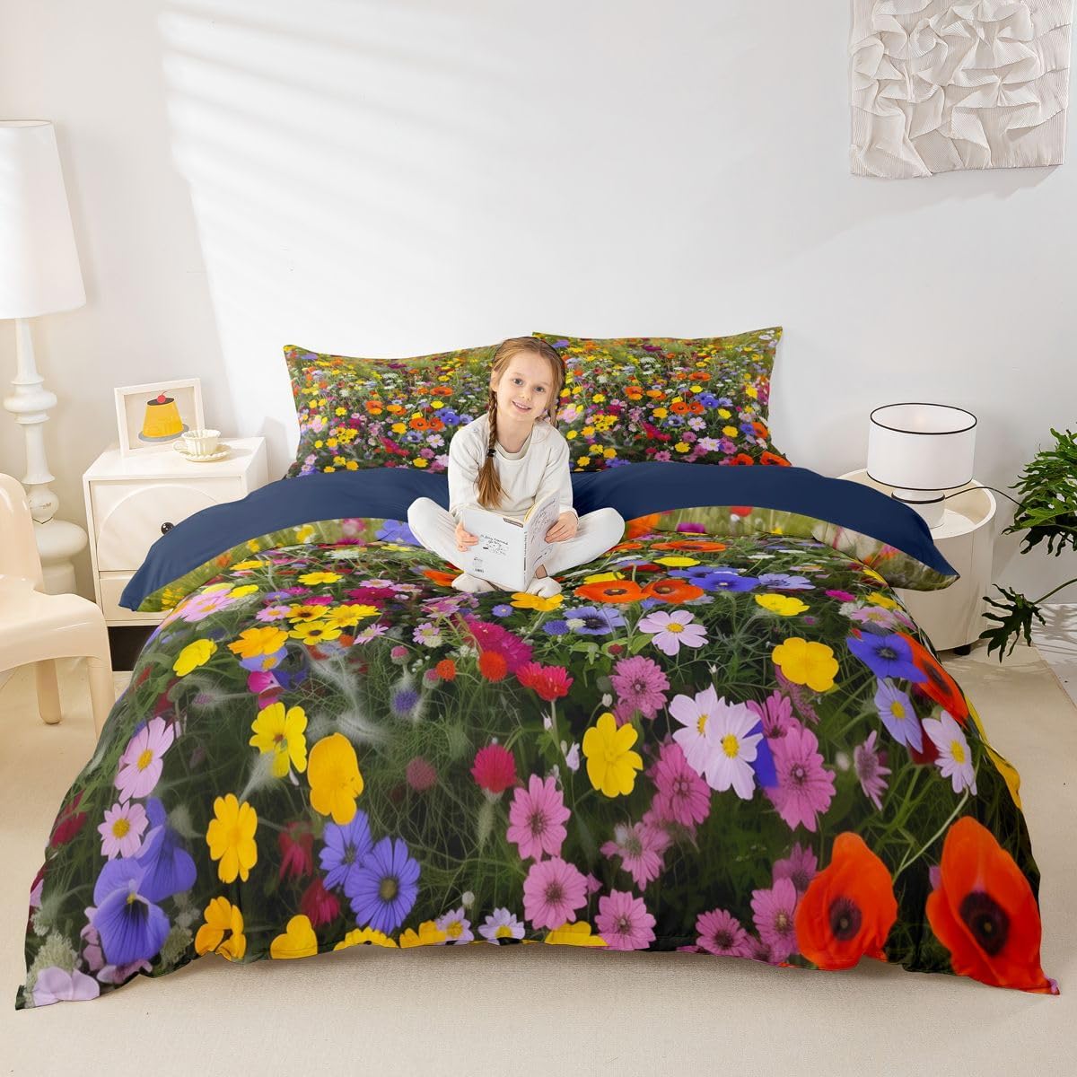 Erosebridal Watercolor Flowers Duvet Cover Set Rustic Queen Bedding Sets for Little Boys | Botanical Comforter Cover Cute Jungle Plant Country Floral Bed Sets