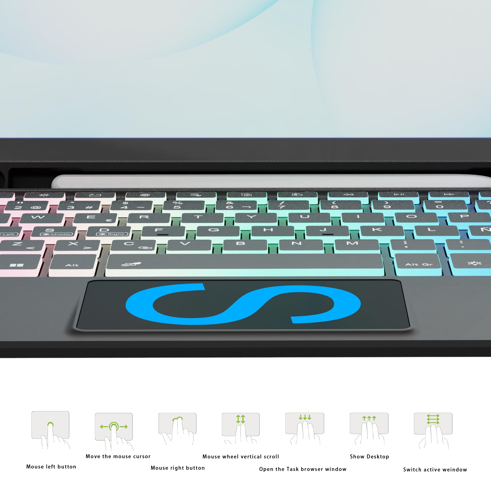 Funda con teclado Para Samsung Galaxy Tab A11 Plus 2025/A9+ Plus de 11 pulgadas: Teclado retroiluminado de 3 zonas y 7 colores para tableta A9+/A11+ 5G de 11" - Desmontable QWERTY Español Ñ Teclados