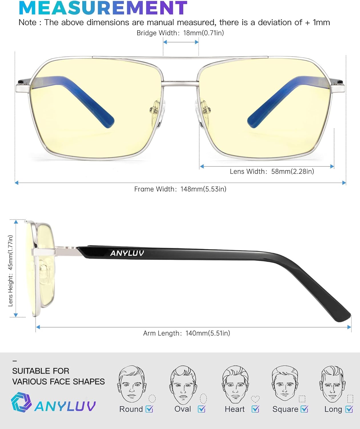 ANYLUV Blue Light Glasses Men/Women, Blue Light Blocking Glasses, Computer Screen Blocker Eyes Protection Glasses - Image 4