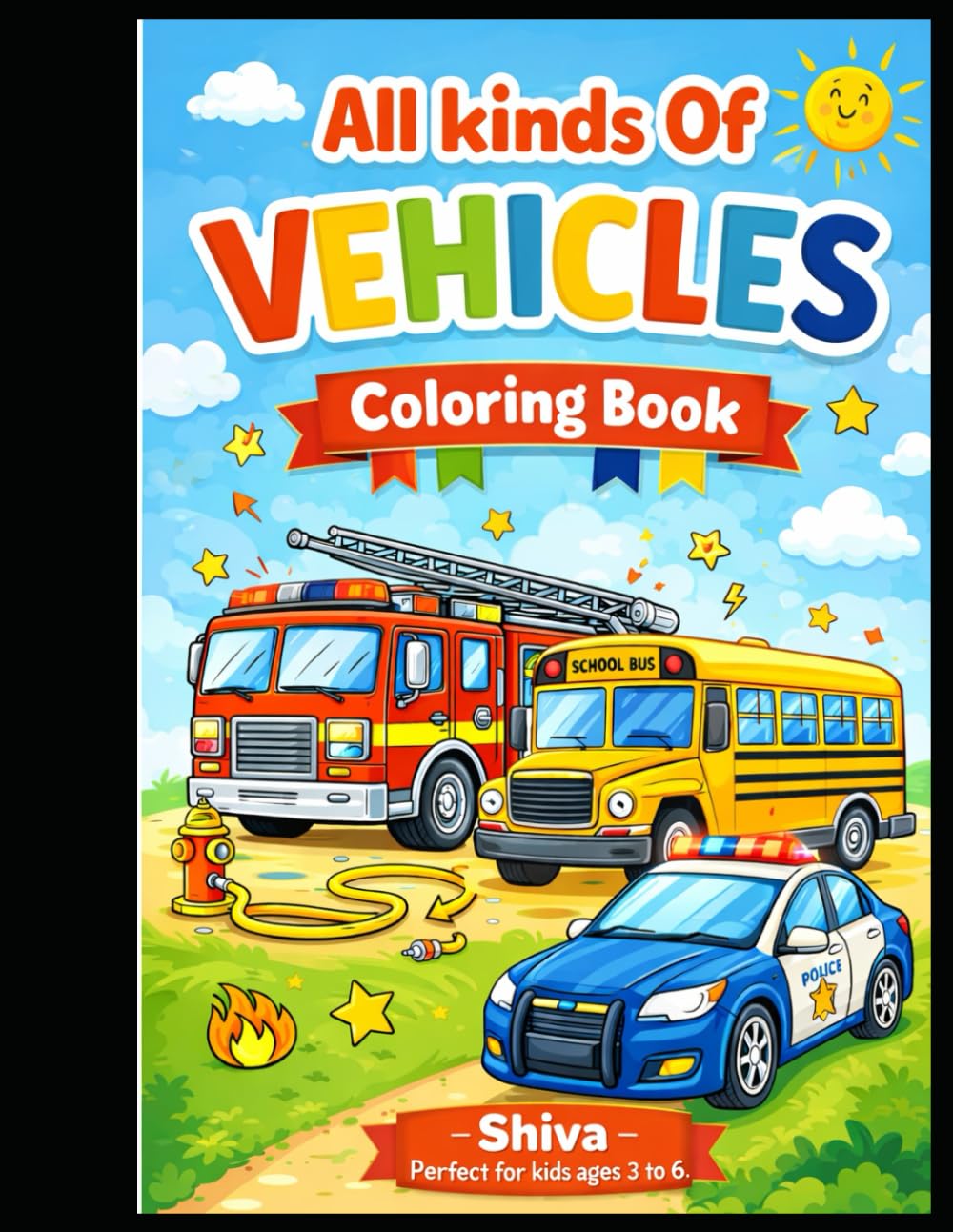 All kinds Of Vehicles Coloring Book: Fun Vehicle & Animal Coloring Pages for Kids Ages 3–6 | Cars, Trucks, Trains, and More!