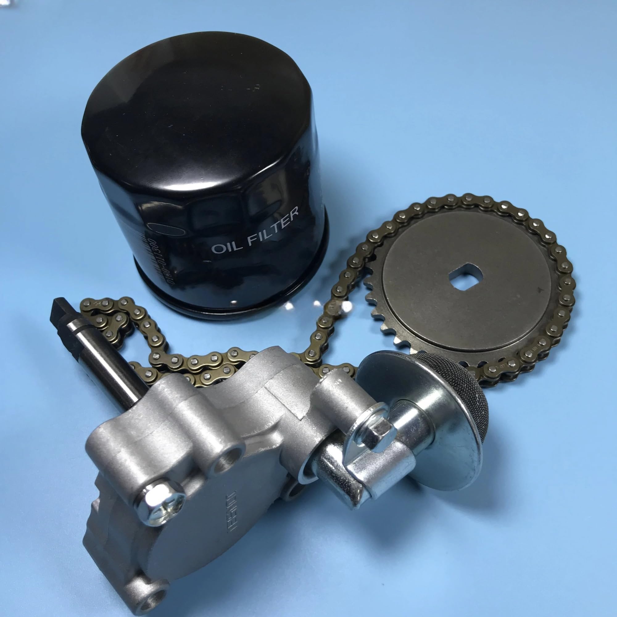 kit catena pompa olio Adatto per CF500 500CC ATV Kit di riparazione motore CF500 CF188 Filtro olio Pompa olio e pompa olio Trasmissione a catena Pignone catena pompa olio motore