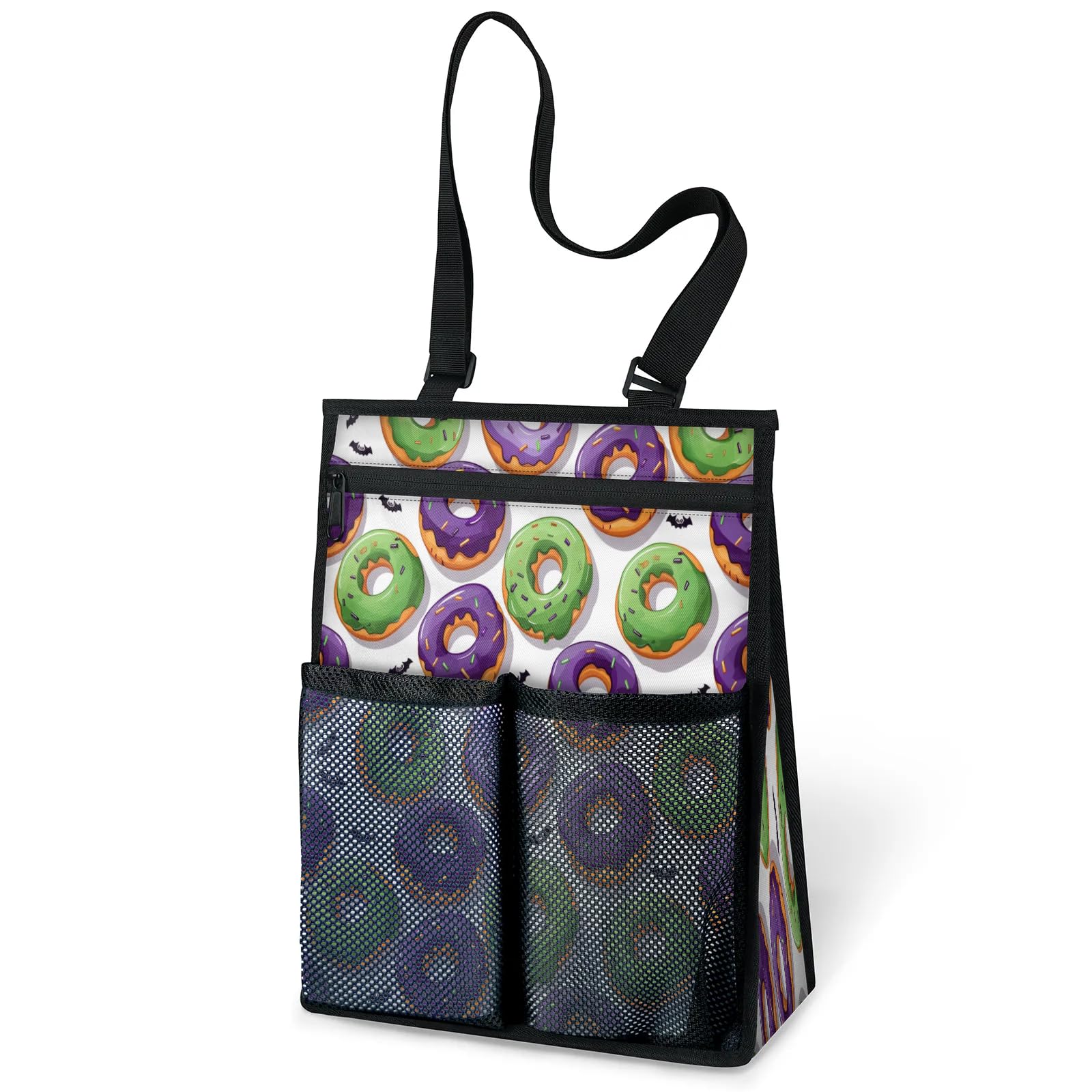 Ourtheme Halloween Theme Donut Portable Shower Bag for Travel Gym Camp Beach Tote Shower Caddy Bags Hanging Toiletry