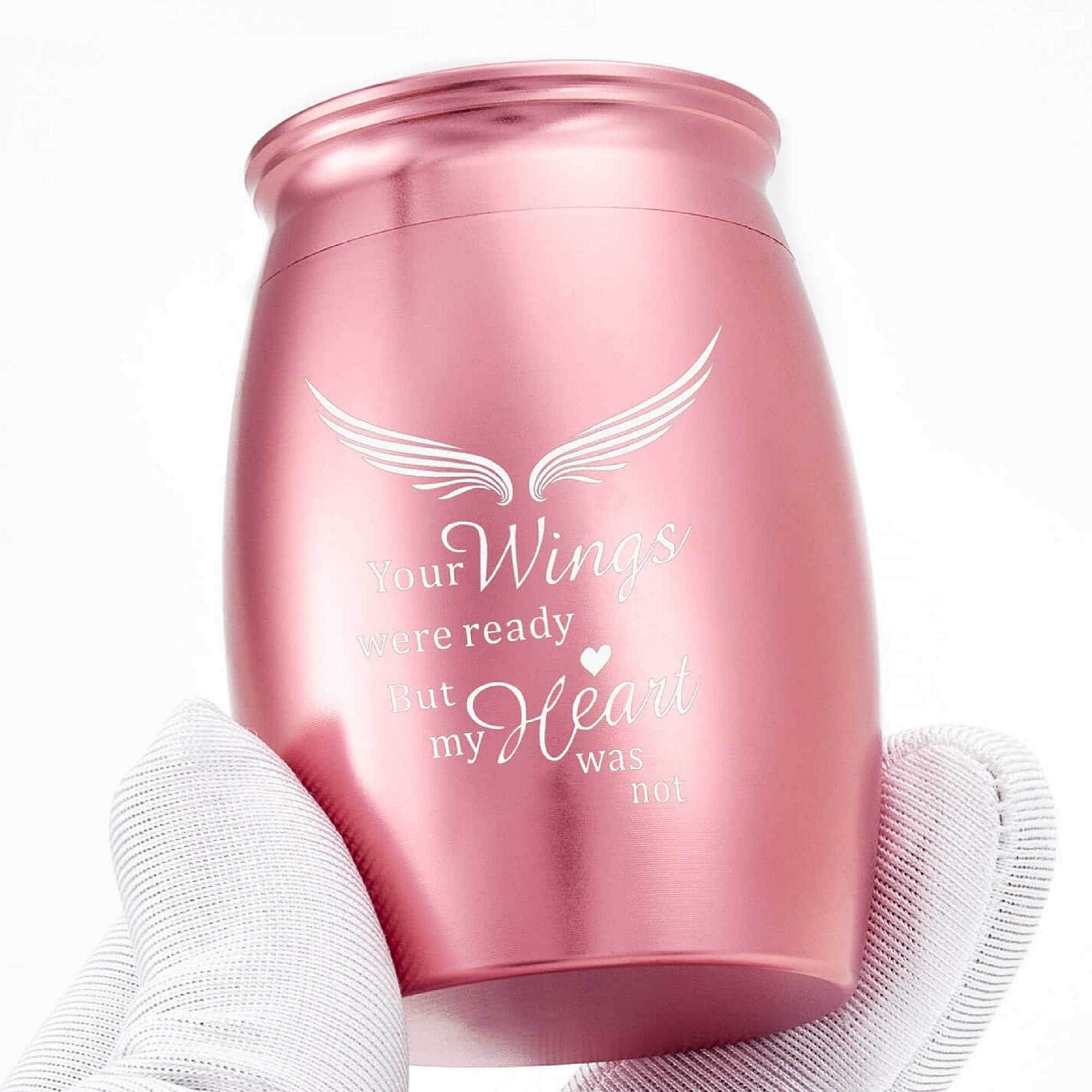 LINES ARTE Mini Urns for Human Ashes, 2.7x1.7Inch Keepsake Small Urns for Ashes Adult Male/Female with Rose Gold Angel Wings, Decorative Keepsake Urns for Adult Ashes