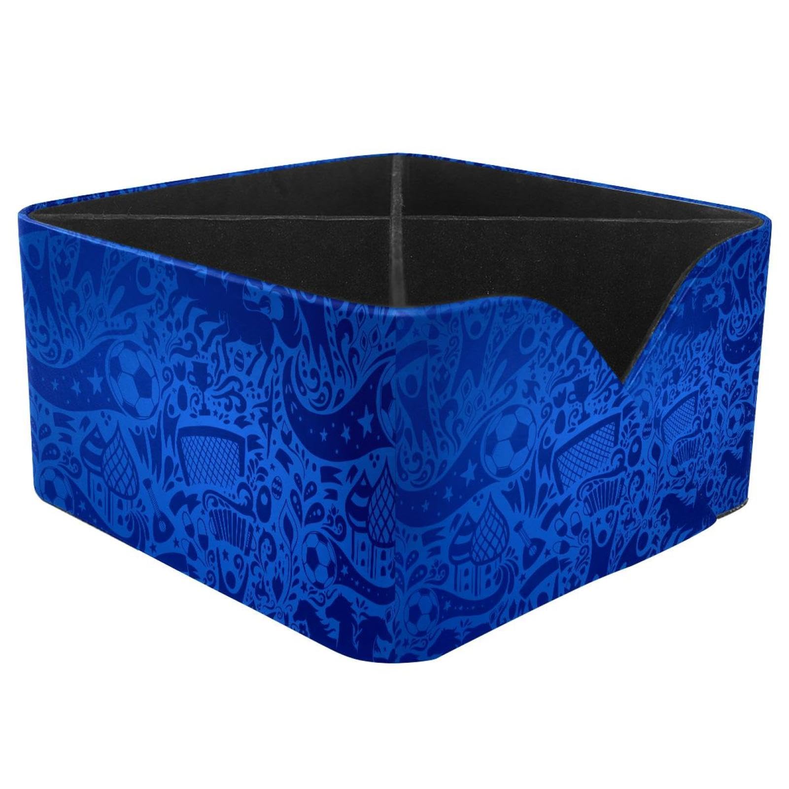 KengjuTesu Russia Soccer Football Sport Ball Blue Pattern Desktop Organizer Pen Holder, Rectangular Pencil Cup for Office, Study and Makeup Stations