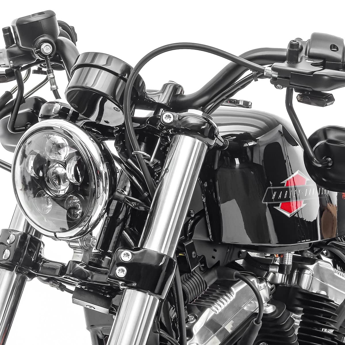 Set Faro LED Moto 7" Negro + LED Intermitentes Manillar Moto XS Tintado