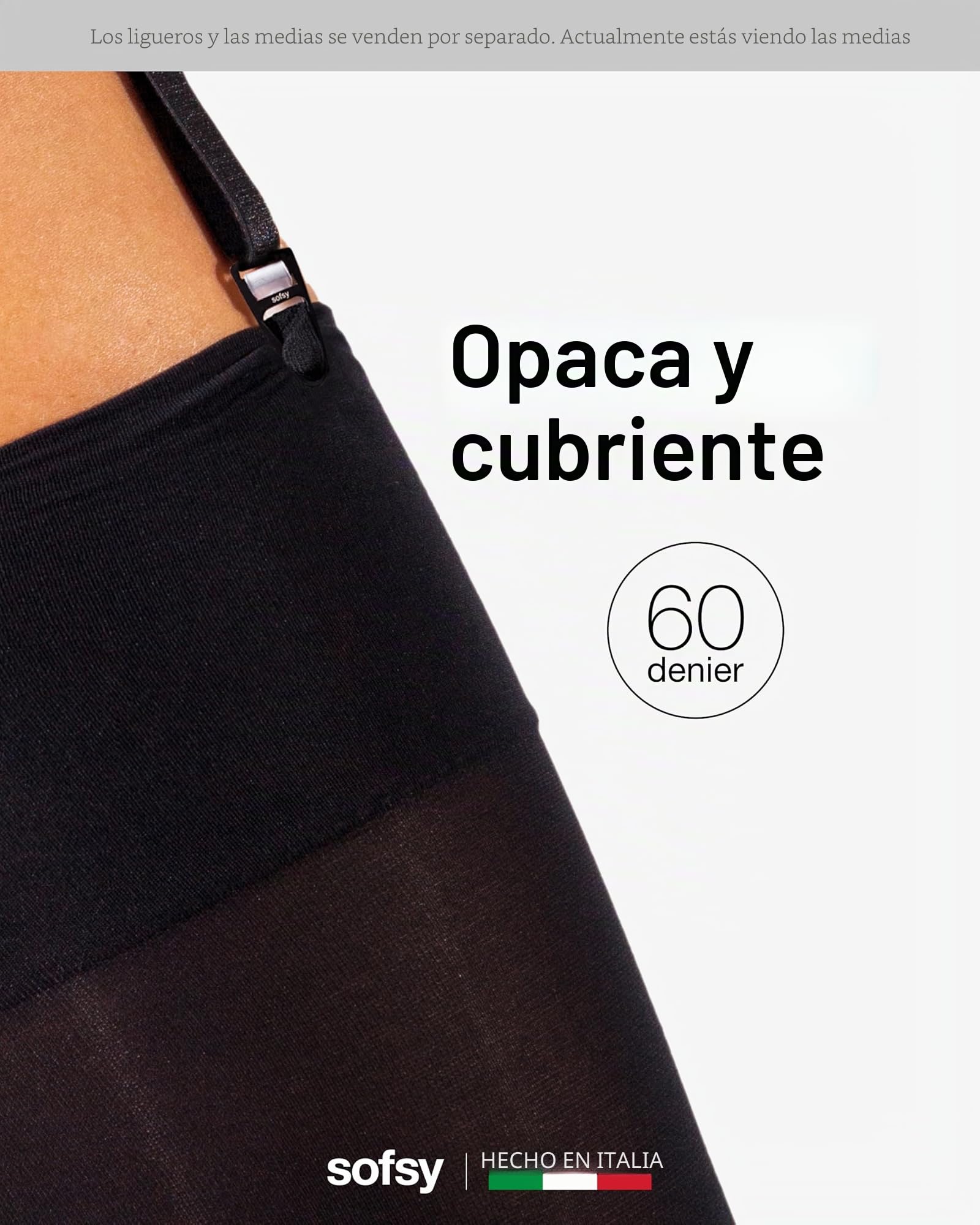 sofsy Medias altas al muslo liguero Denier 60 (Cinturón de liguero no incluido) Negro Black 4 - Large