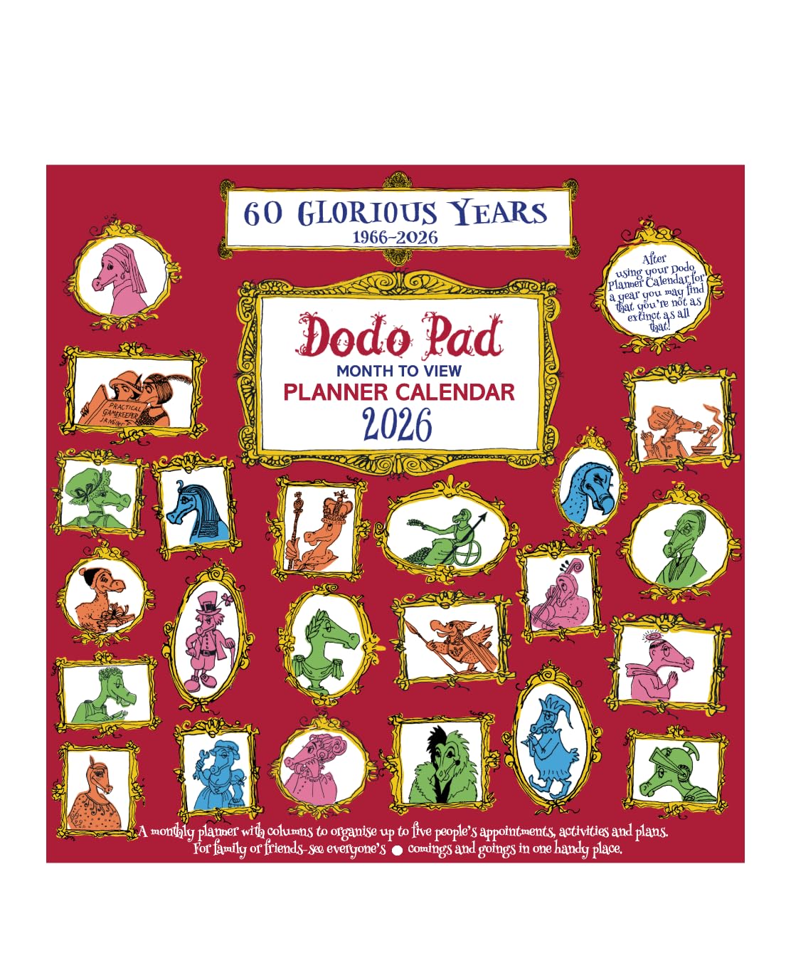 The Dodo Pad Family Planner Calendar 2026 - Month to View with 5 Daily Columns: For up to 5 people's activities. See everyone’s comings & goings in one handy place. UK made, sustainable, plastic free