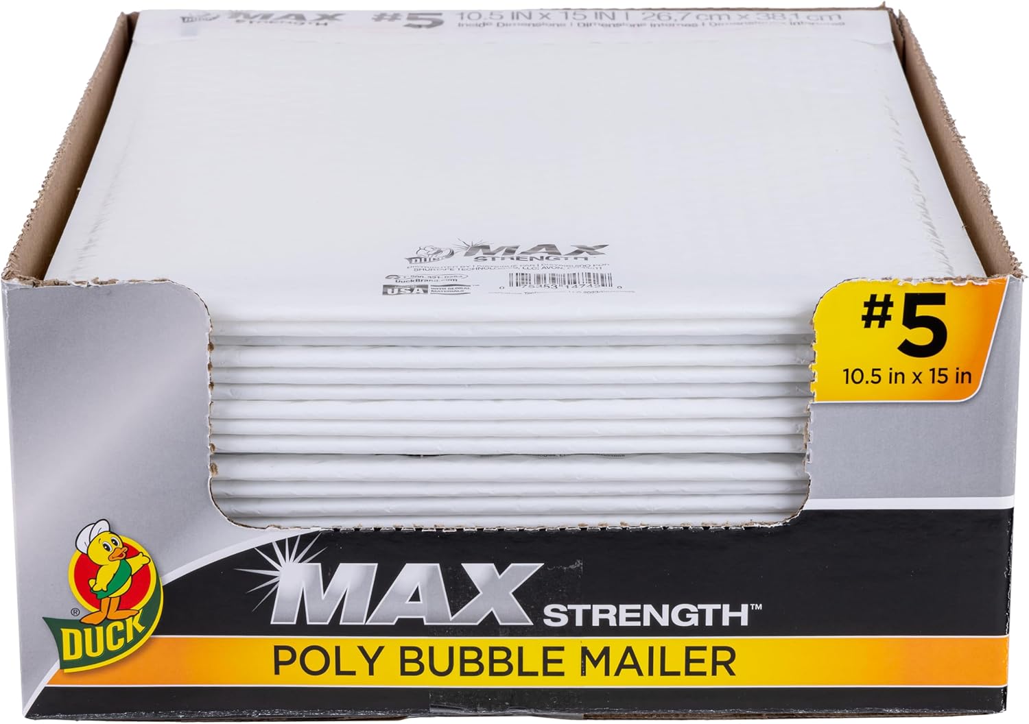 Duck Brand #6 Big Bubble Poly Mailer, White, 12.5 inch x 18 inch, 12 Pack