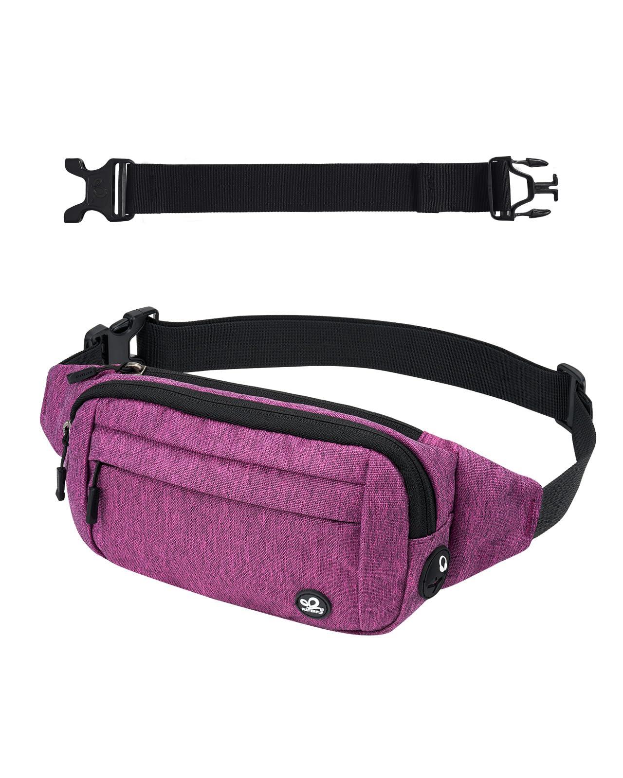 Marsupio Sportivo WATERFLY Da Uomo E Donna – Nylon Blu Denim, Borsa A Vita Con Cintura Estendibile, Tasche Multiple Per Smartphone 7'', Ideale Per Trekking E Corsa