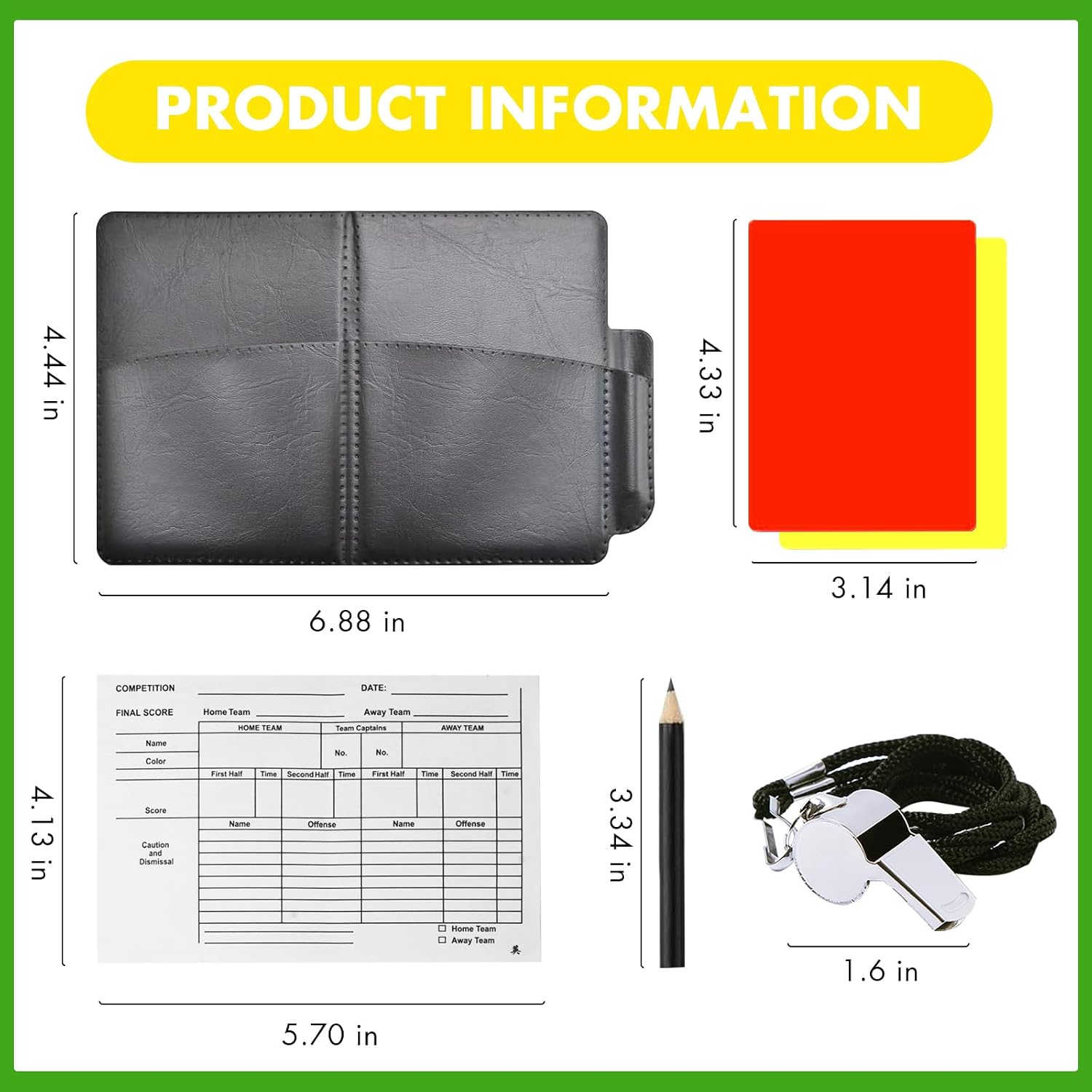 Soccer Referee Kit 2 Sets 2 Pieces Red Warning Yellow Cards with 2 Pieces Stainless Steel Referee Whistles Wallet Record Notebook Pencil