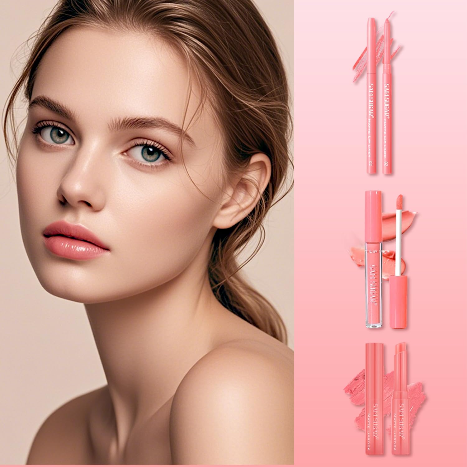 3PCS Lip Liner and Lipstick Set, with Liquid Lipstick - Image 3