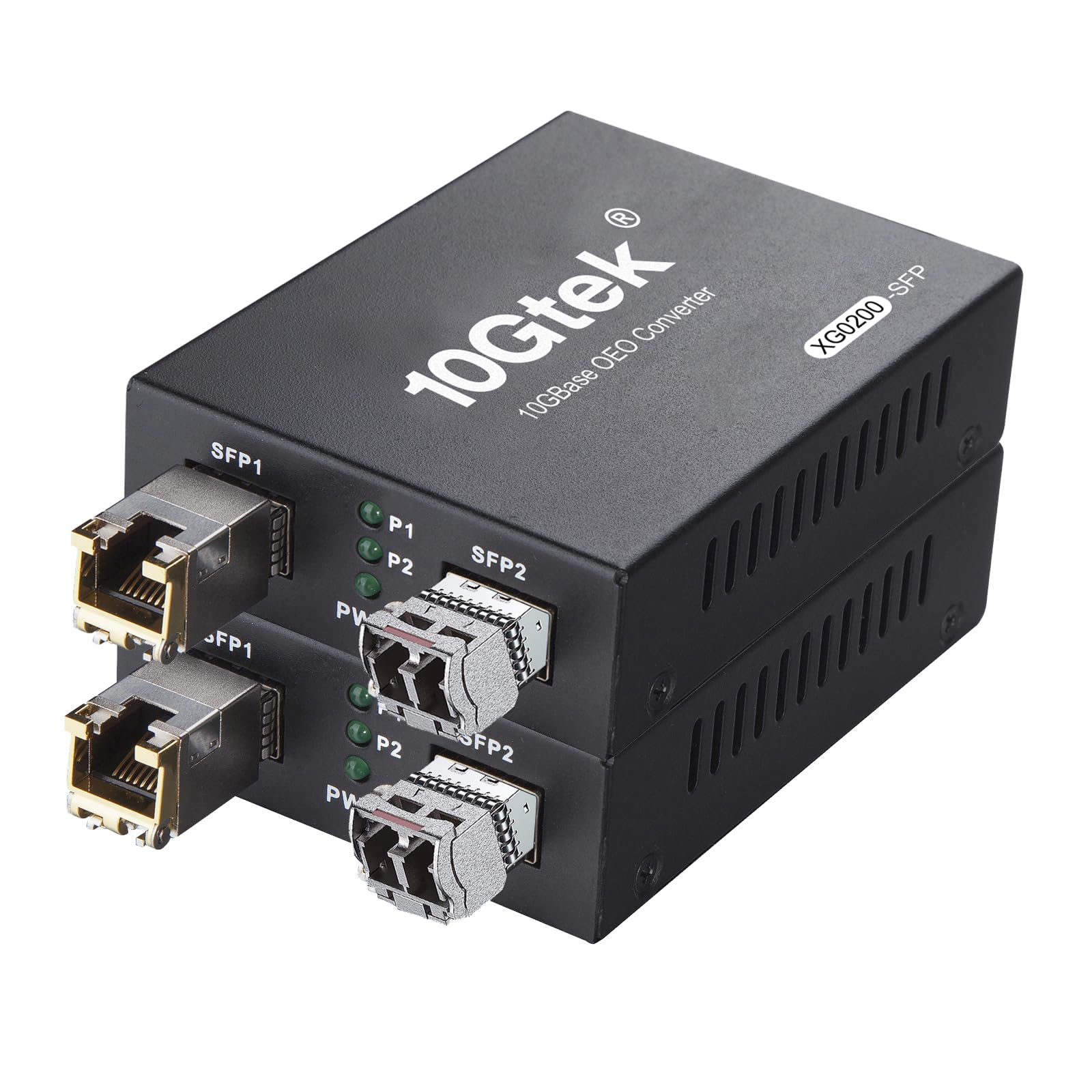 10GbE SFP+ Media Converter, Fiber to 10G Copper UTP Ethernet Media Converter, with a 10GBase-T Reach 30 Meters Transceiver and a SFP+ ER Module (40km, SMF, 1550nm), Pack of 2