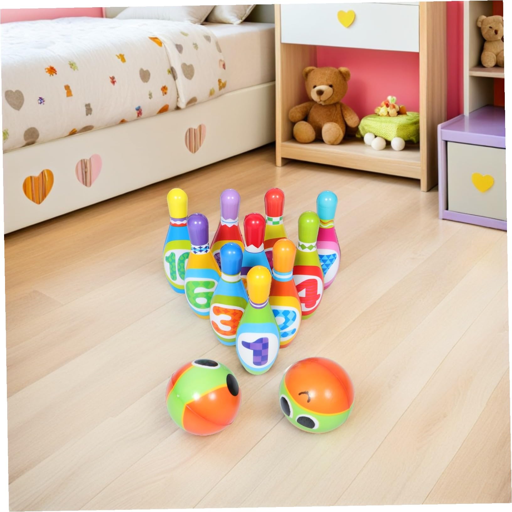 Mikinona Giocattolo da Bowling per Ragazzo Ragazza in Pu per Toddler | Palline e Birilli con Numeri, Gioco Educativo per Feste di Compleanno e Attività Genitore-figlio