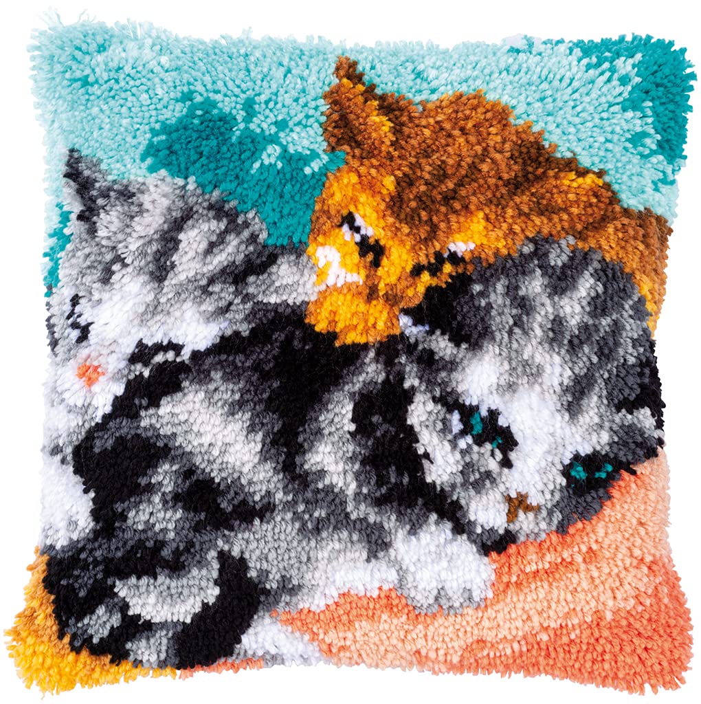 Vervaco Knüpfkissen Set Deko Kissenbezug Knüpfset für Anfänger 40 x 40 cm