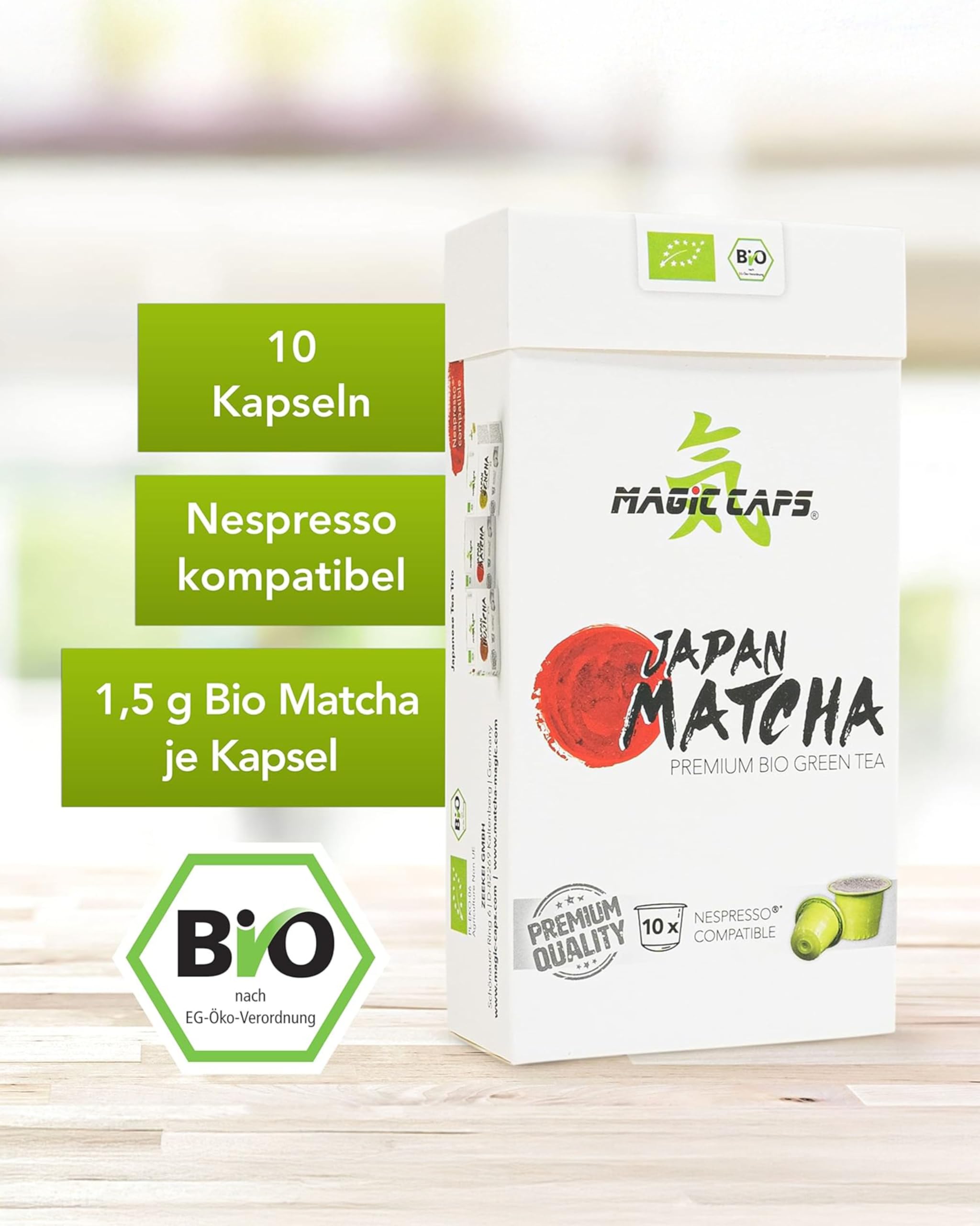 MatchaMagic Bio Matcha Tee Caps - 3x 10 Stück Grüner Matcha Teekapseln - Japanisches Matcha Pulver für Kapselmaschinen (3 x 10 Kapseln)