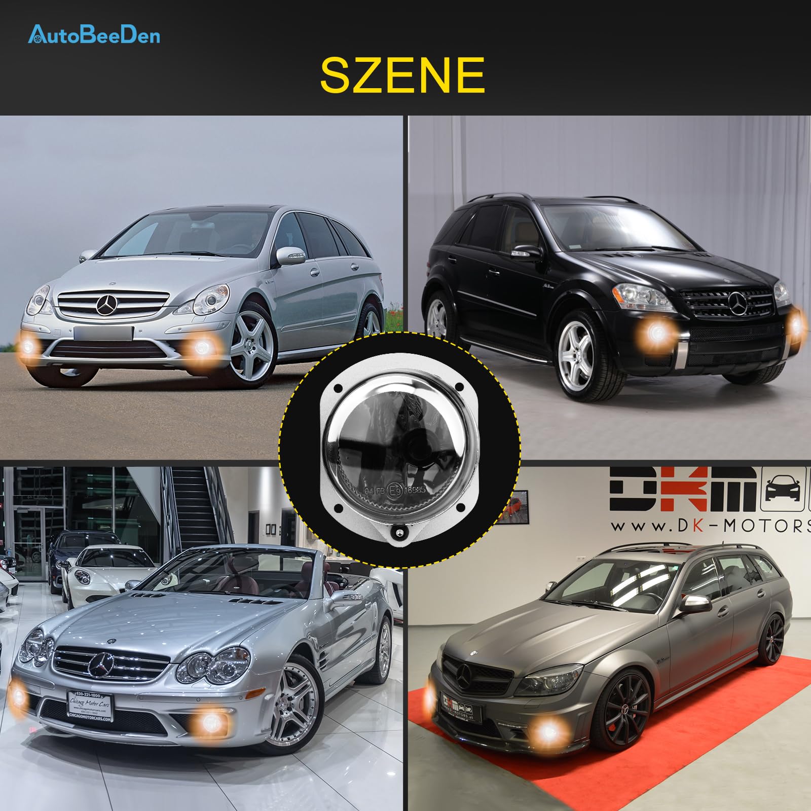 Reflektor przeciwmgielny do Mercedes Benz MB W164 W251 V251 R230 C209 C216 A209 S204 W204 W211, (klasa C CLK E M R S SL), 2002-2014, tylko do pakietu AMG zderzak (czarny)