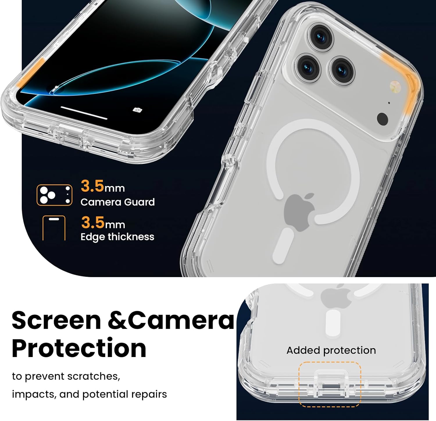 for iPhone 17 Pro Max Case, Compatible with MagSafe, Dual Layer Transparent Magnetic Phone Case, Heavy Duty Anti-Drop Shockproof Protection Phone Cases for iPhone 17 Pro Max, 6.9 inch, Clear - Image 7
