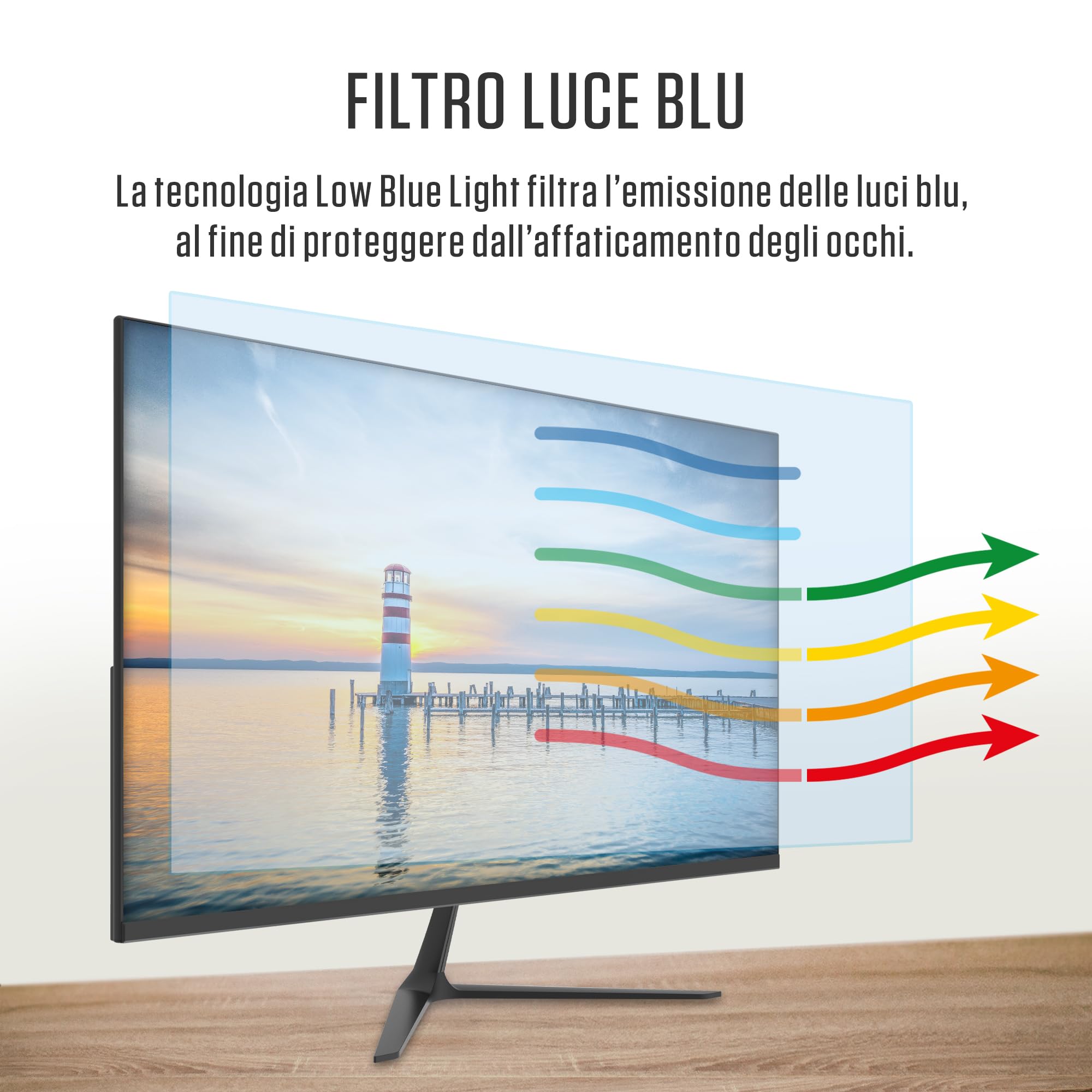 Atlantis Monitor 22 pollici, schermo 22" VA 100Hz, Full HD 1920x1080, VGA HDMI, MULTIMEDIALE, FreeSync, Uscita Audio/Cuffie inclinabile, risposta 5ms, Contrasto 3000:1, Angolo 178/178, Cavo HDMI 1,5m