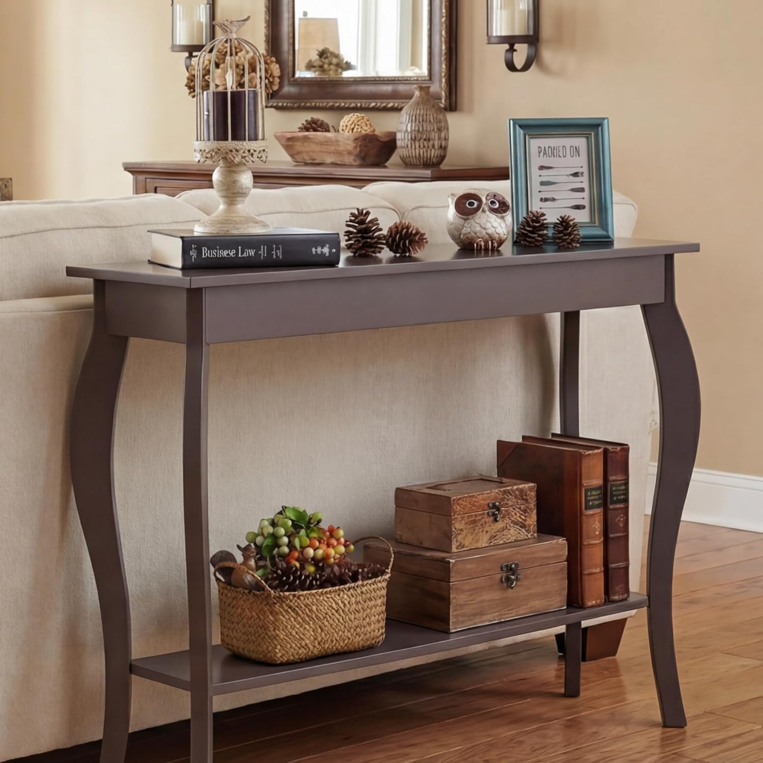 ChooChoo Narrow Console Table, Chic Accent Sofa Table, Entryway Table, Espresso