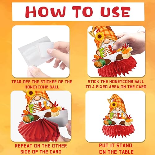 Miniatura 3 de Decoraciones de fiesta de otoño, centros de mesa de panal, 12 piezas, decoraciones de mesa de otoño, centros de mesa de otoño para Acción de