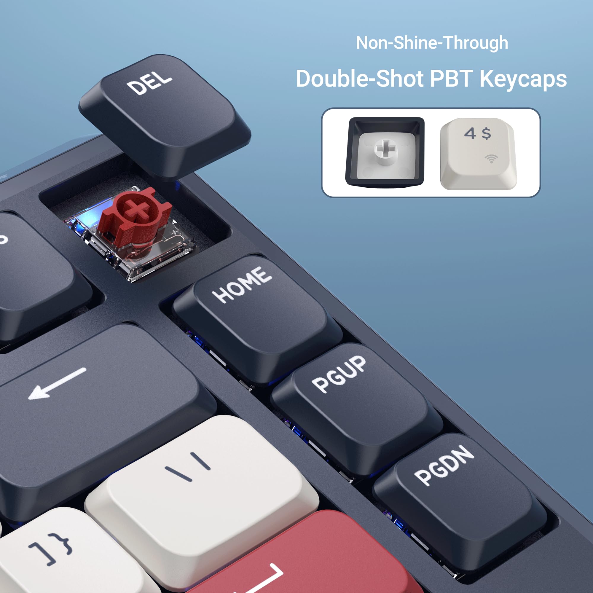 Keychron KJ1 Tastiera meccanica wireless a basso profilo, 2,4 GHz, Bluetooth QMK 75% Layout RGB, interruttore rosso sostituibile a caldo, compatibile con Mac Windows Linux, ricarica rapida da 2000 mAh
