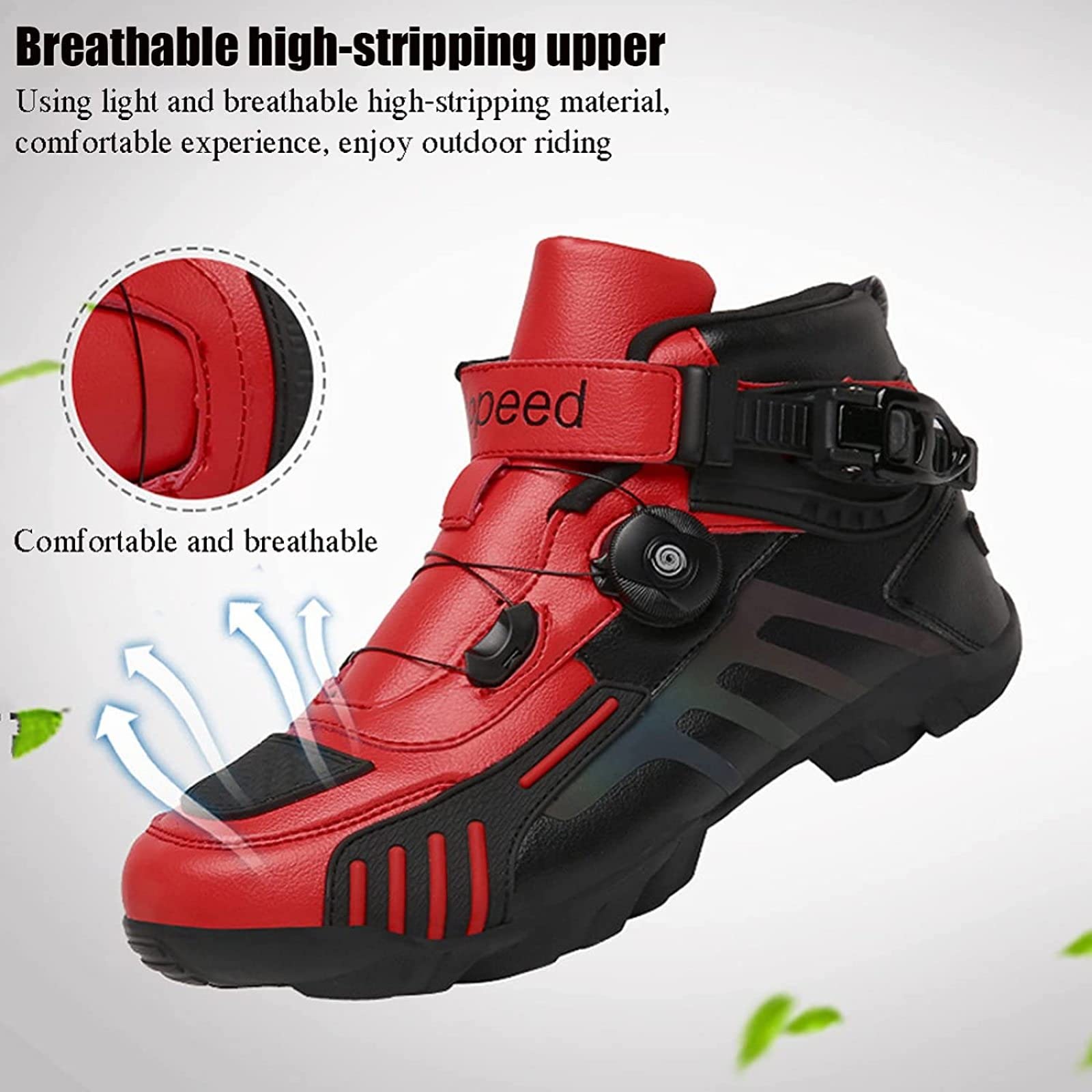 Chaussures Moto Homme Antidérapantes Respirantes - Boucle Rotative - Confortables Et Robustes - Tailles 36-48 Noir