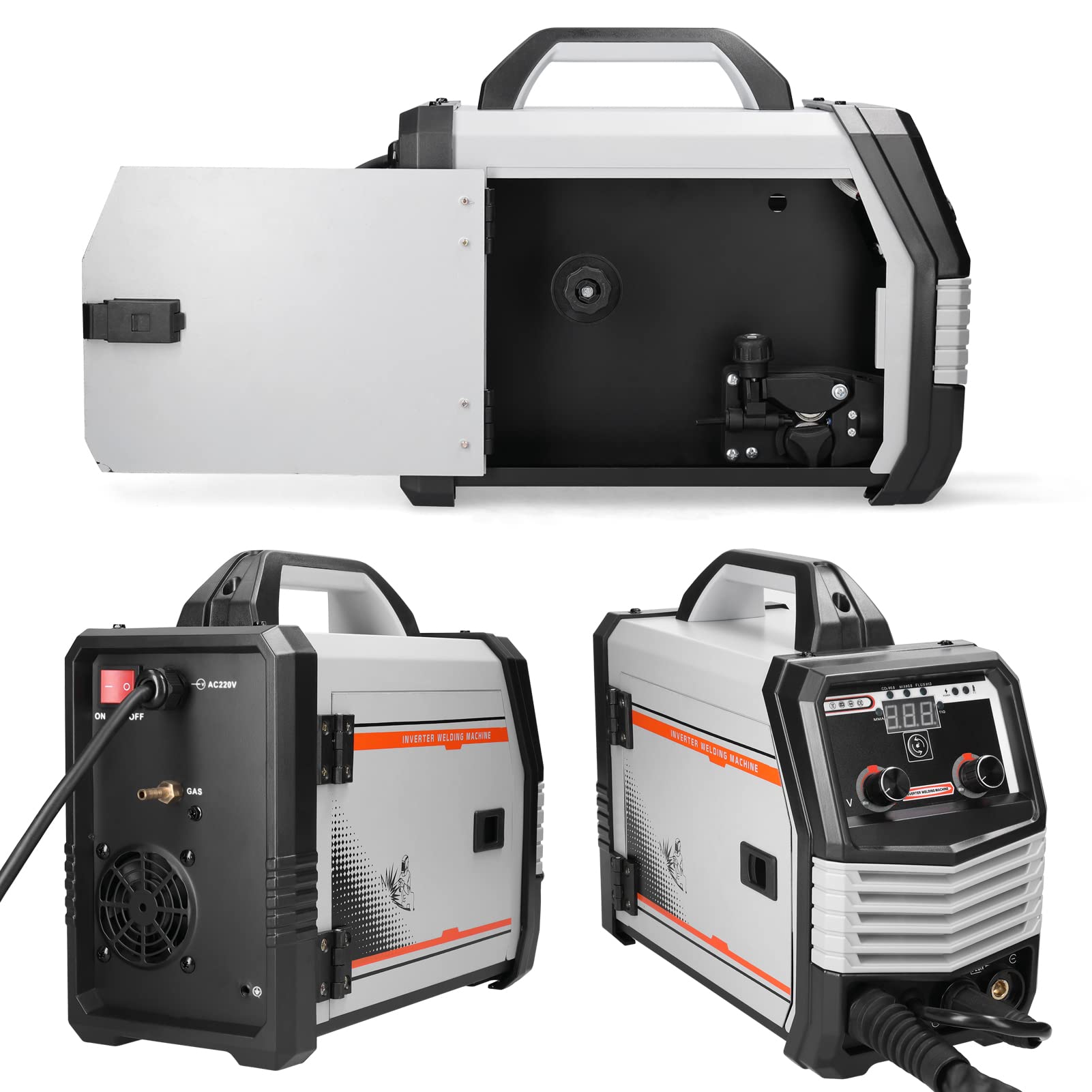 Soldador Inverter, Weytoll Soldadores 4 en 1 MIG MMA MAG TIG-160C, Máquina de Soldadura Eléctrica Portátil Multipropósito, Soldadores Inteligentes