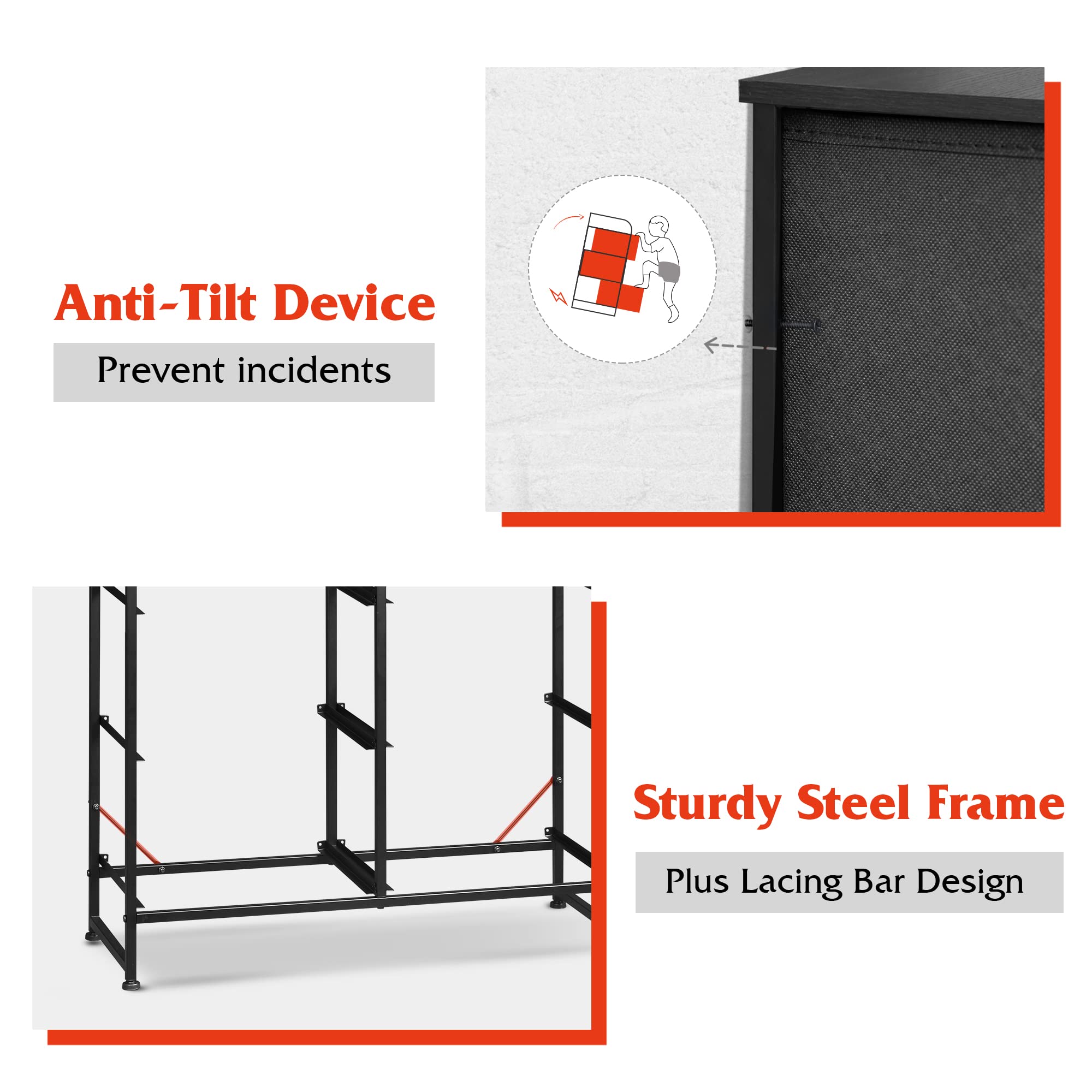 WLIVE Fabric Dresser for Bedroom, 6 Drawer Double Dresser, Storage