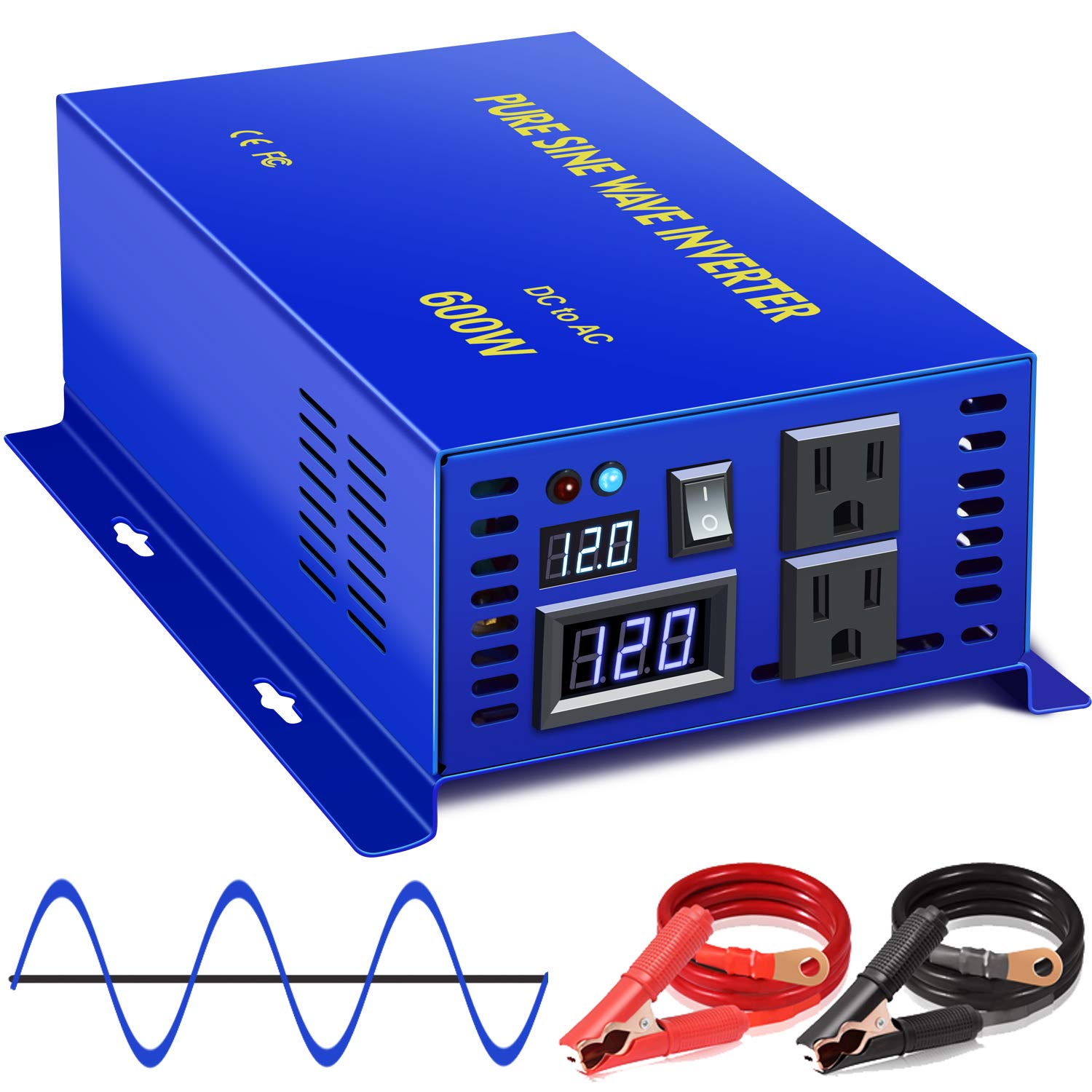 Amazon.com: XYZ INVT 600W Pure Sine Wave Inverter 12v to 110v 120v