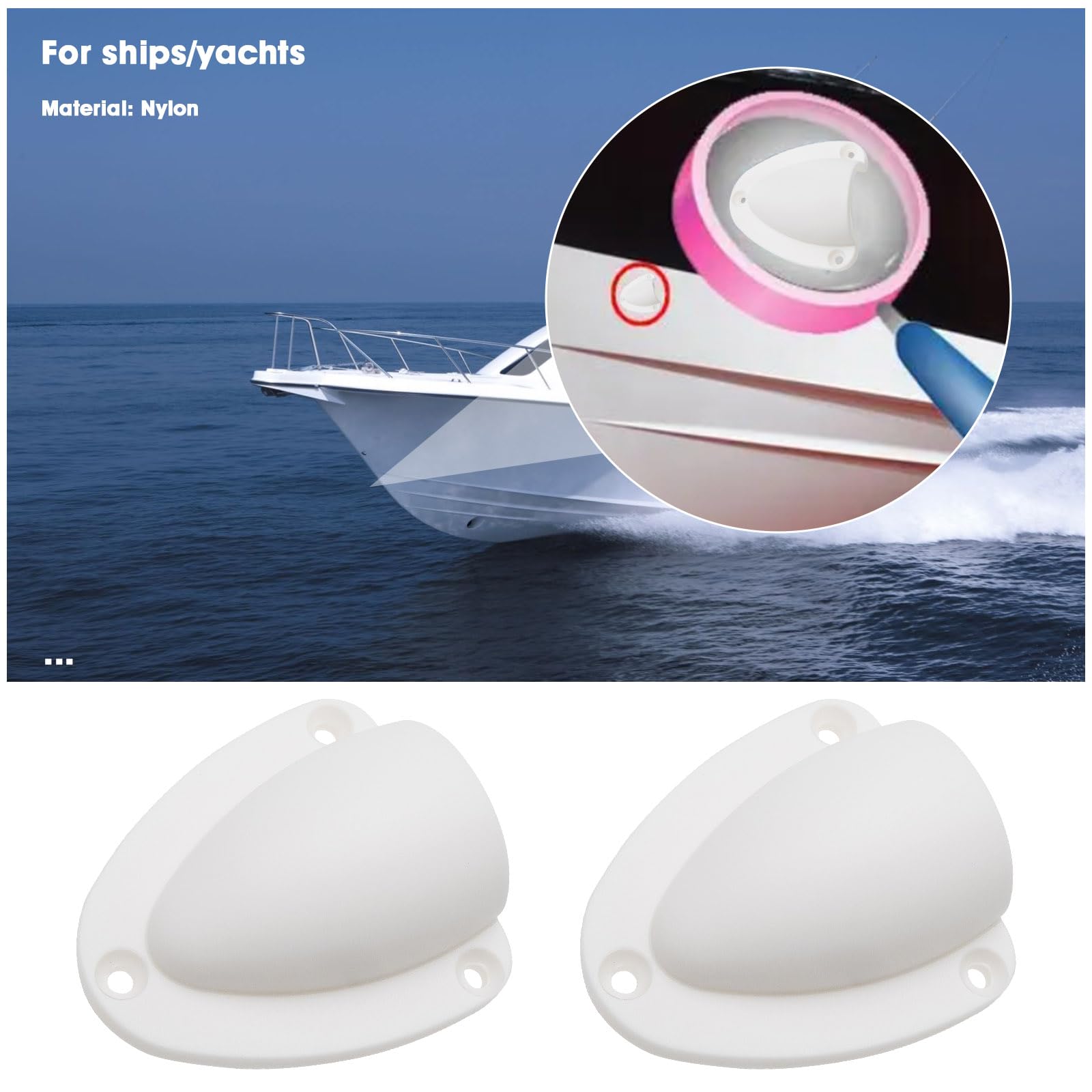 Lot de 4 cache-évents en nylon avec vis pour yachts, bateaux, navires (blanc/noir)