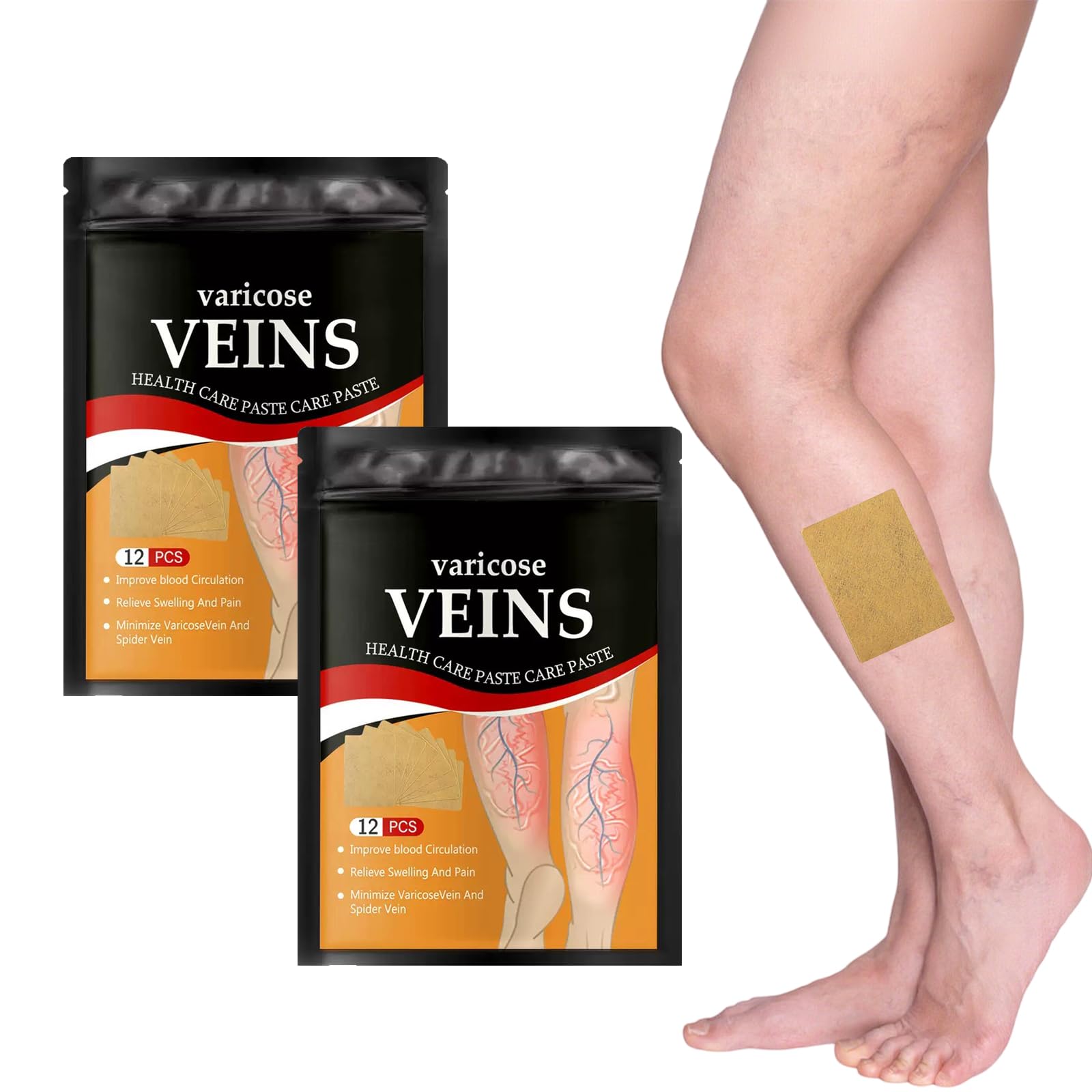 24 comprimidos de parches para el tratamiento de varices en las piernas, alivia el dolor de piernas, mejora la salud capilar y la circulación sanguínea.