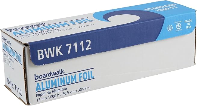 Boardwalk 7112 Extra Thick Standard Aluminum Foil Roll, 1000 Length x 12" Width x 16 Micron Thickness