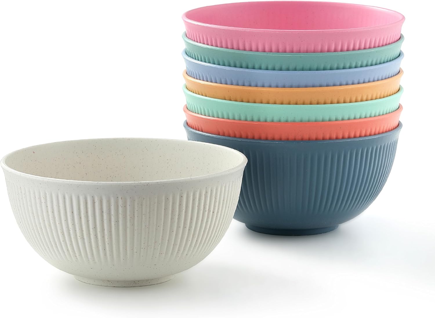 8PCS Cereal Bowl, Unbreakable 24 OZ Wheat Straw Cereal Bowls, Kitchen Bowls for Ramen, Cereal, Snack, Soup, Salad and Rice, Microwave & Dishwasher Safe (Set of 8)
