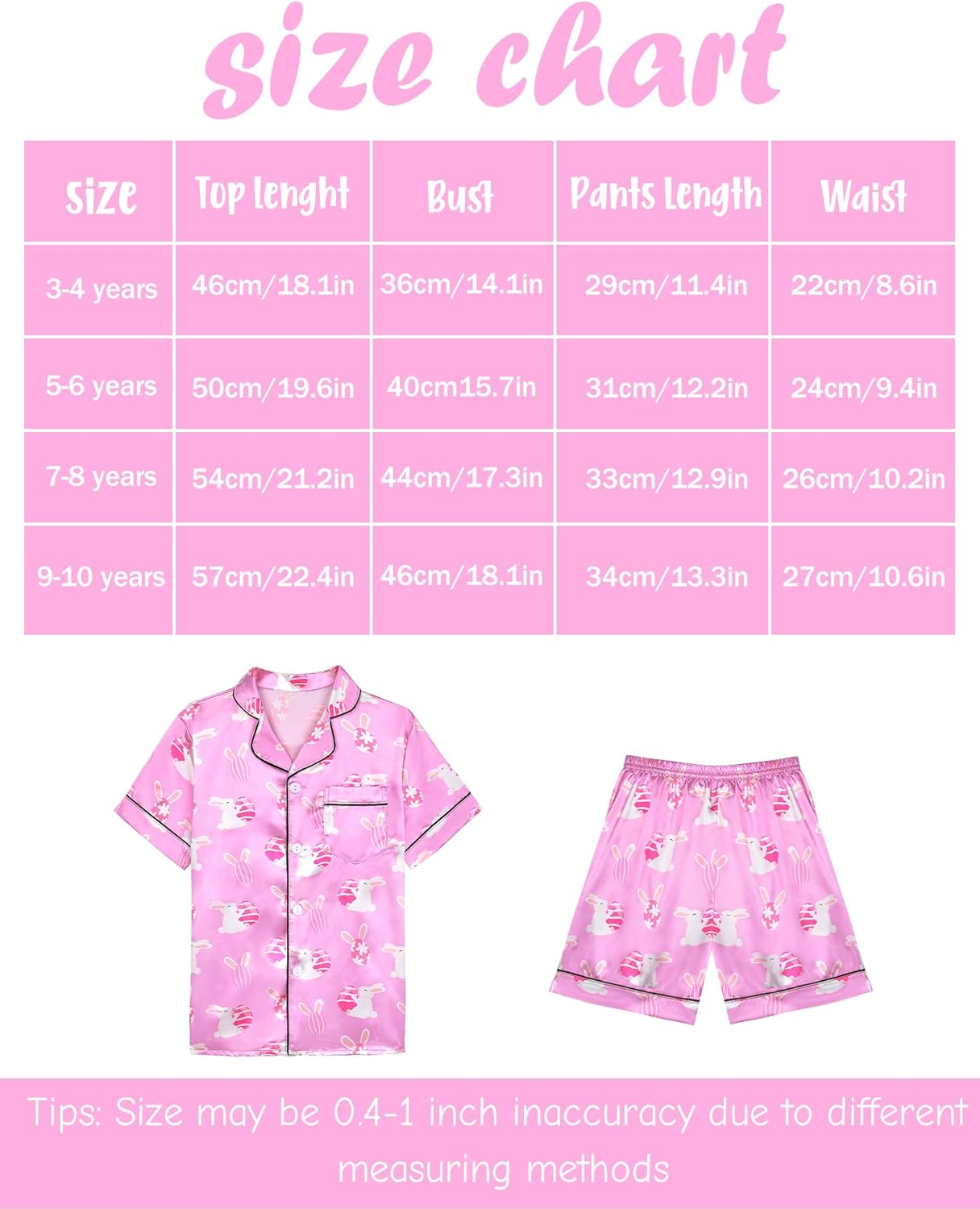 Kids Girls Pajama Set Silky PJS Button-Down Sleepwear Nightwear Loungewear Clothes Set Gifts - Image 6
