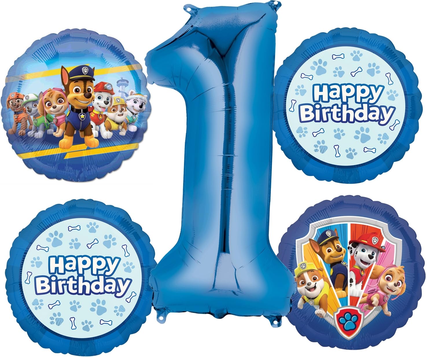 Anagram Paw Pups on Patrol 1st Birthday Party Supplies Chase Marshall Rubble Skye and Everest Balloon Bouquet Decorations