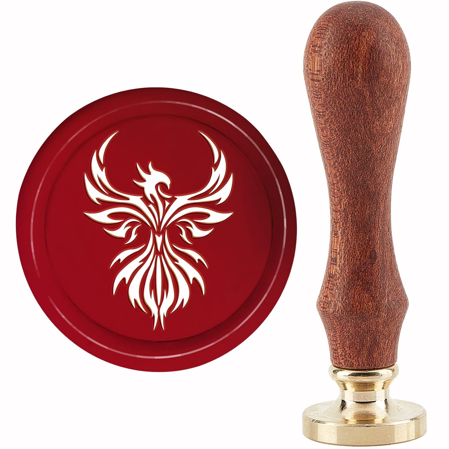 CRASPIRE Phoenix Wax Seal Stamp Vintage Sealing Wax Stamps 30mm Removable Brass Head with Wood Handle for Wedding Invitations Envelopes Halloween Christmas Thanksgiving Gift Packing