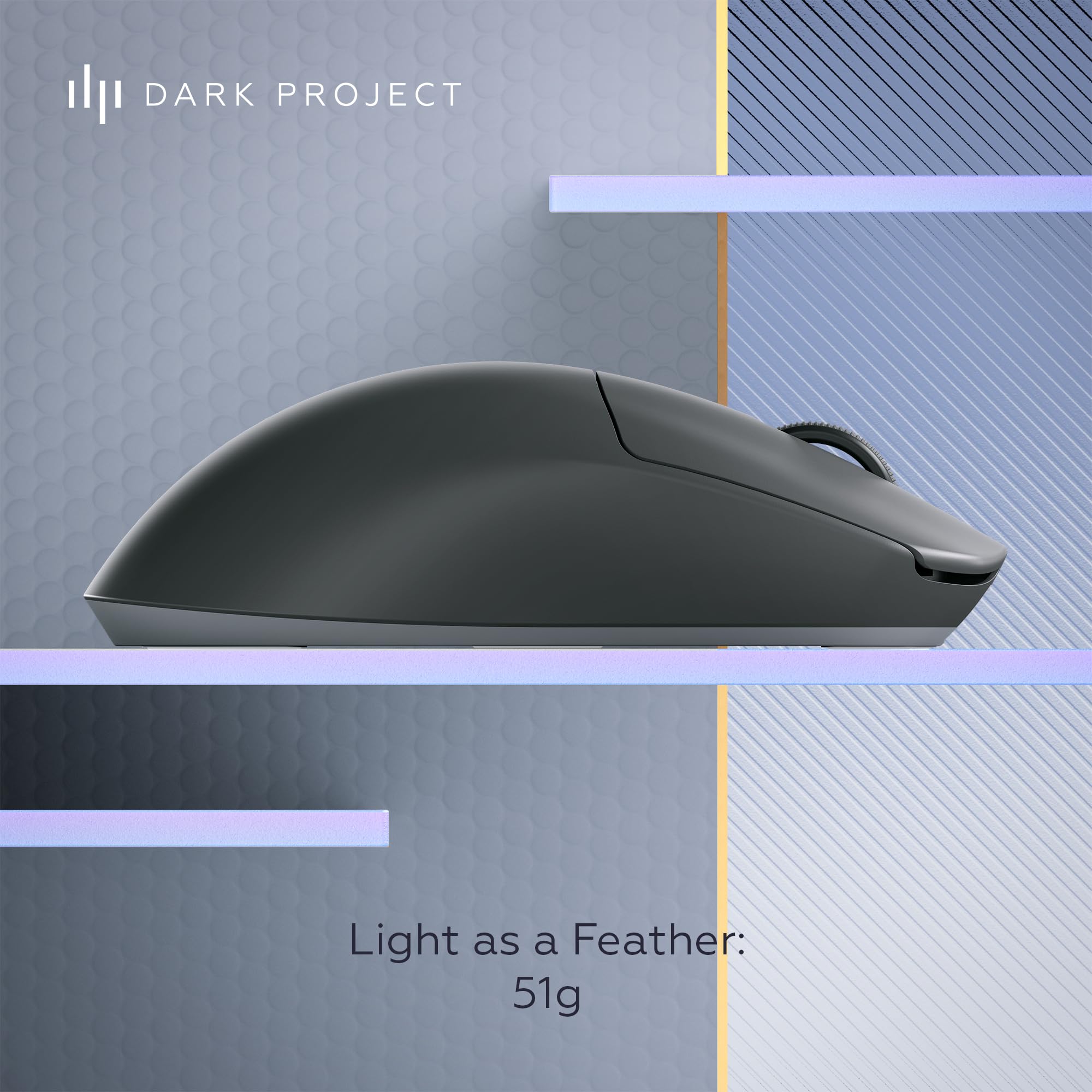 Dark Project Novus - Ratón inalámbrico para juegos | Ultraligero 51 g | PixArt PAW3395 | 26K DPI | Velocidad de sondeo de 2K Hz | 6 botones programables | Hasta 70 horas de duración de la batería