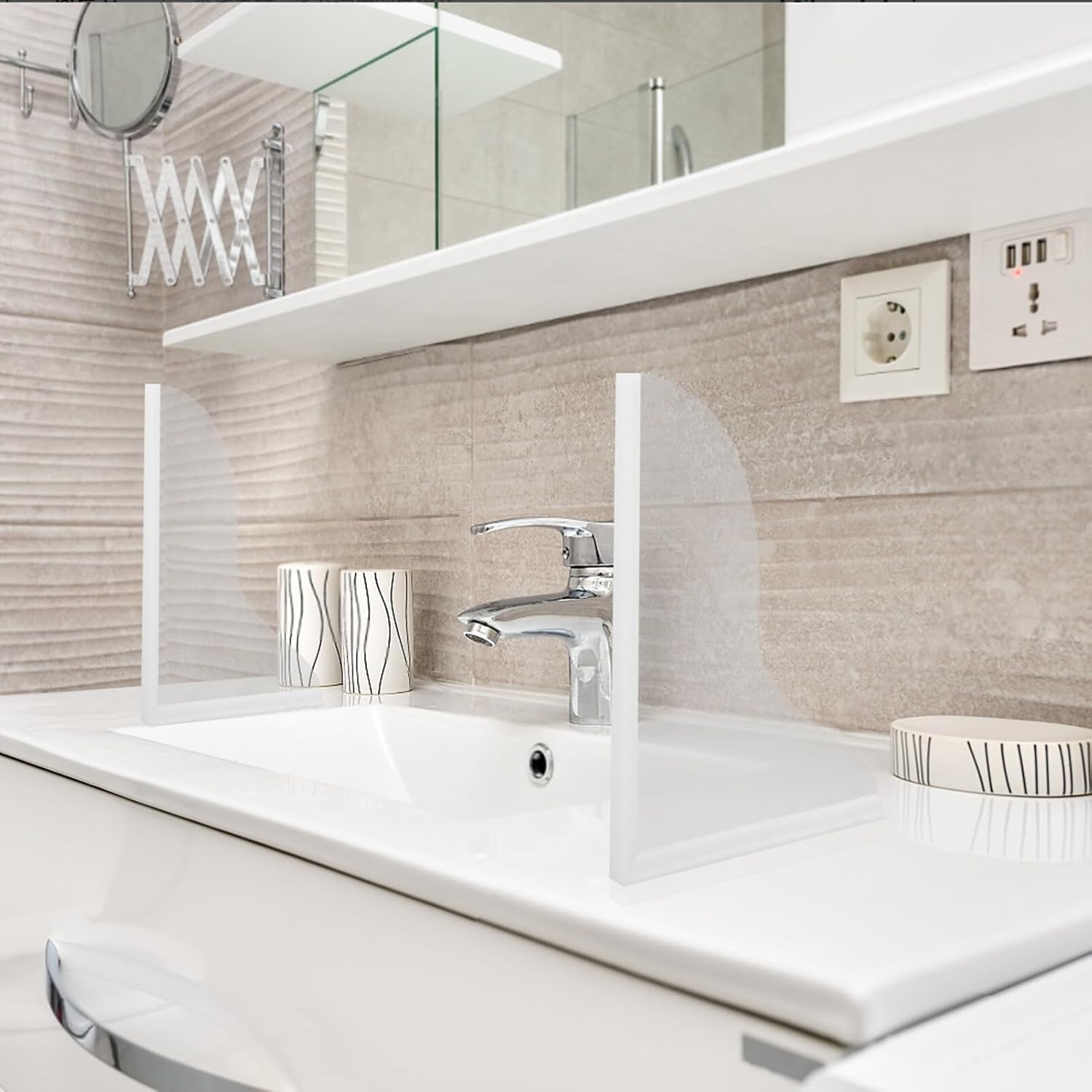 VOSAREA 2pcs Bathtub Splash Guards Shower Water Barrier for Kitchen Bathroom Easy to Install Prevents Water Overflow for Tub