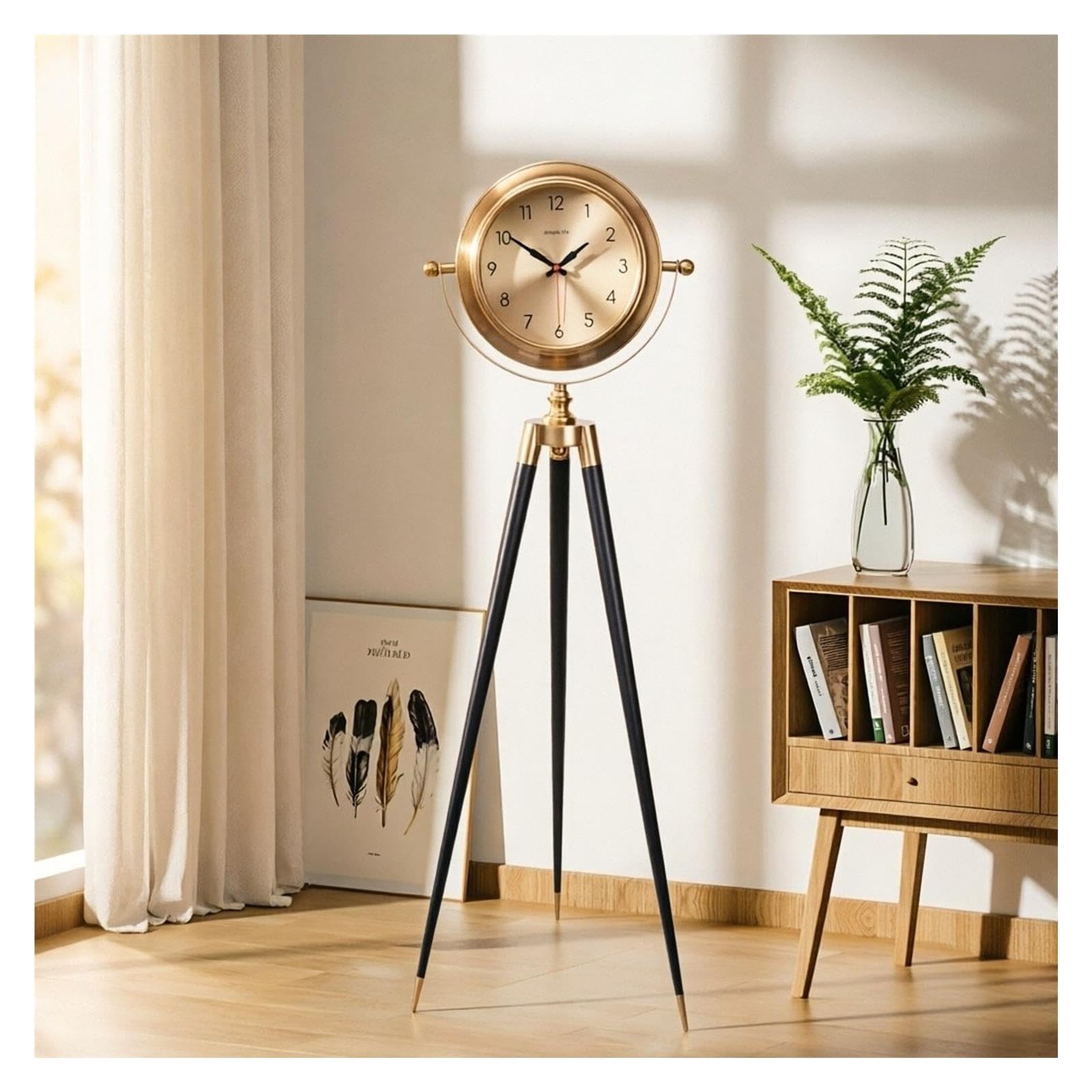 Reloj de Abuelo Reloj de pie de Metal trípode Cuarzo silencioso