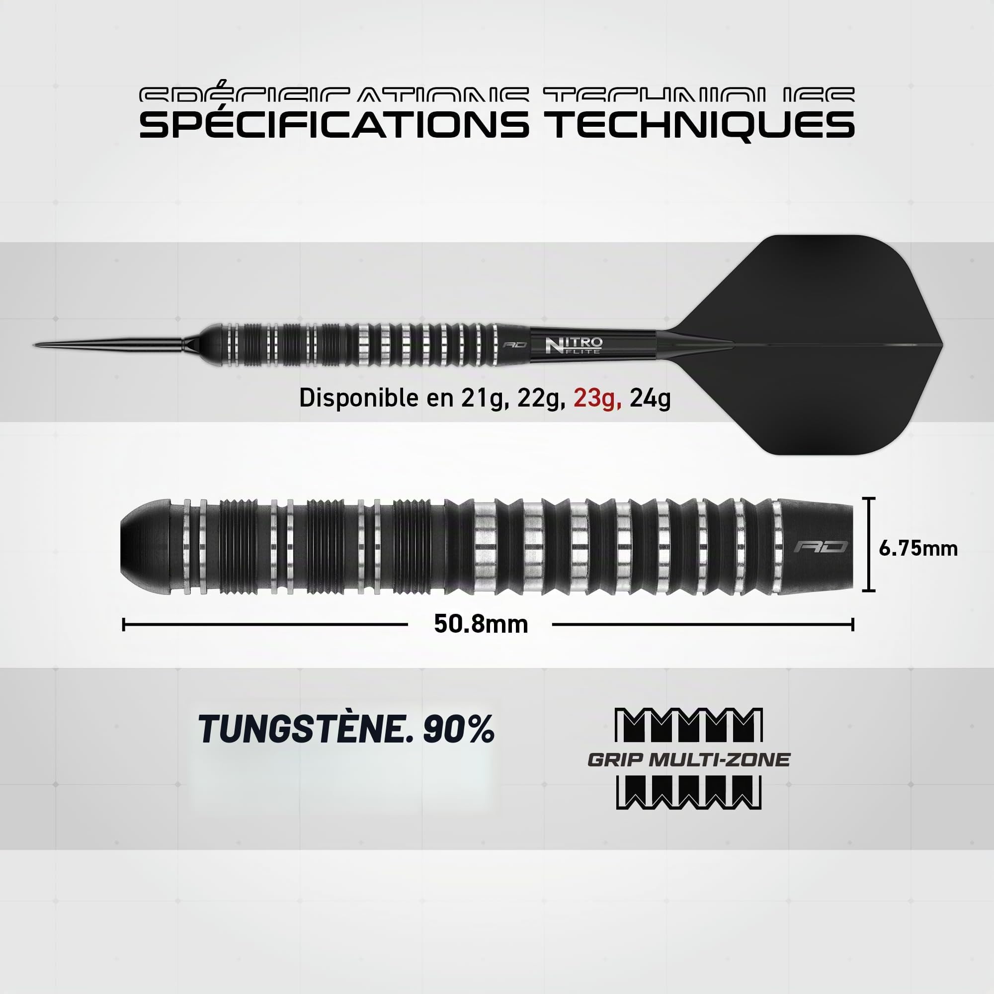 RED DRAGON Fléchettes – Sable Series | Switch Points Powered by Winmau | Jeu de fléchettes en acier 90 % tungstène | Parallèle, Torpedo & Bomb Barrel | Fléchettes Proi avec pointe en métal | 21 g, 22