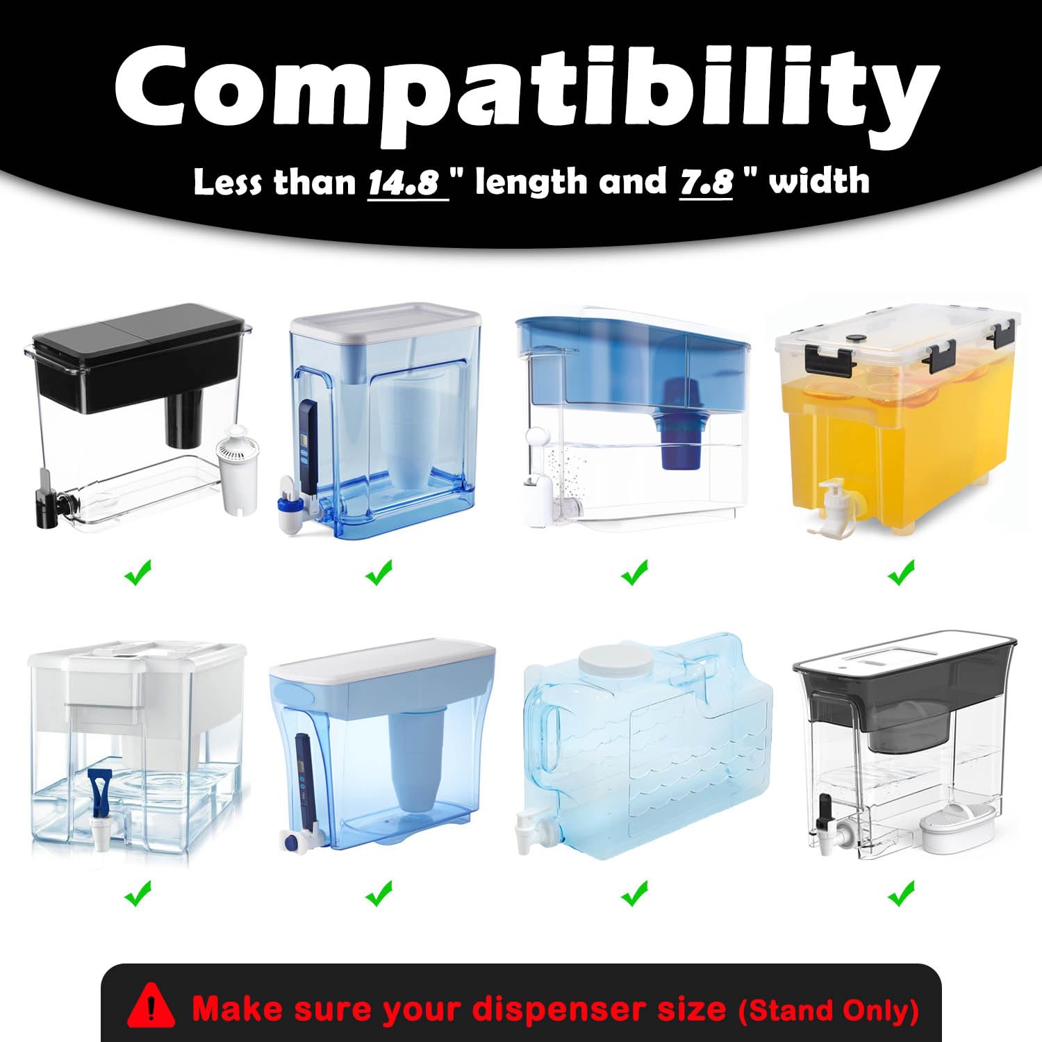 Oxyooh Water Filter Stand for Brita Water Dispenser, Metal, 7.8 in Wide x 14.8 in Deep x 6.7 in High