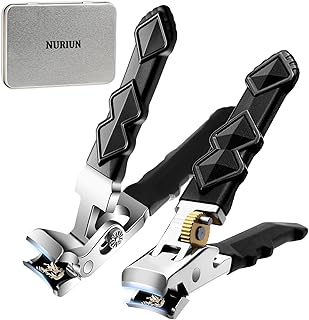 Toe Nail Clippers for Thick Nails for Seniors, Angled Head Large Toenail Clippers for Men, Heavy Duty Professional Nail Clippers Cutters, Edgy Finger Nail Clippers Adult with Catcher