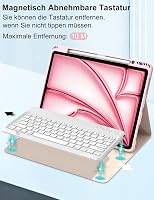 FOGARI iPad Air 13 M2/Pro 12.9 Billentyűzetes Tok - Mágneses Bluetooth Német Billentyűzet, Levehető, 3 Állítási Szög, 230 Óra Üzemidő, Rózsa 5