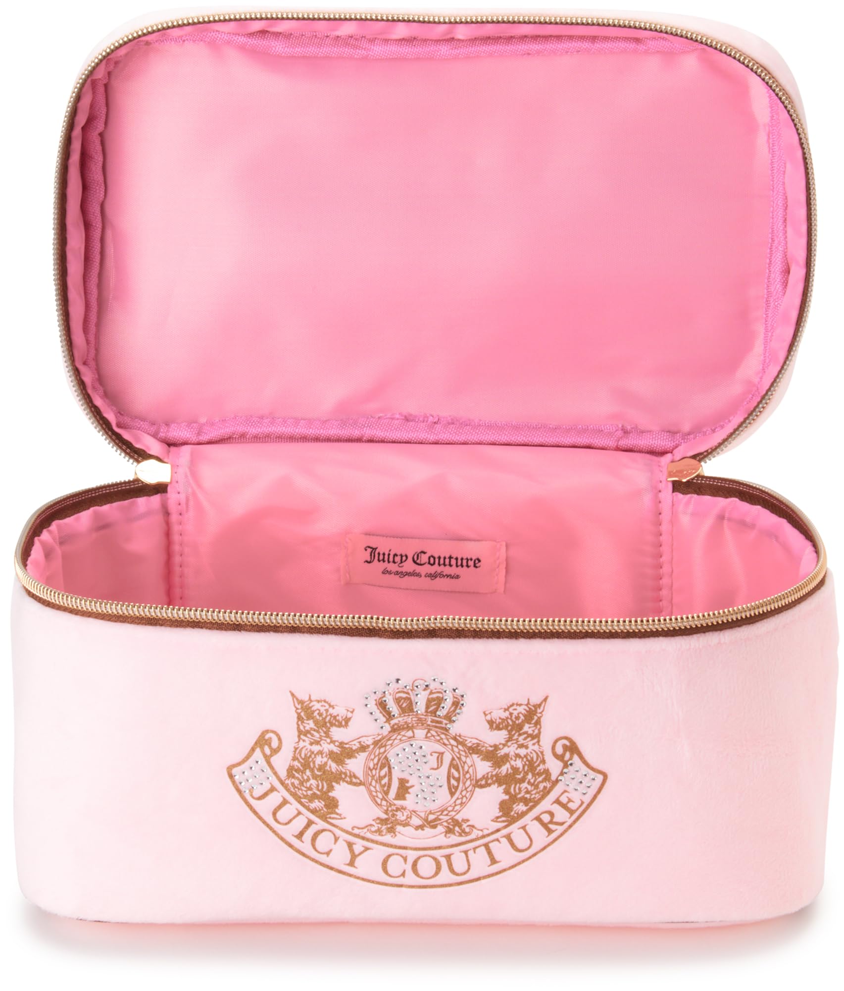 Juicy Couture Pink Velour Makeup Bag and Travel Toiletry Organizer