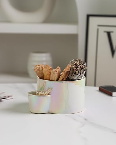 Miniatura 3 de Cuenco de cerámica para manchas, soporte de salvia para quemar, cuenco para quemaduras para salvia, madera de Palo Santo, forma para velas,